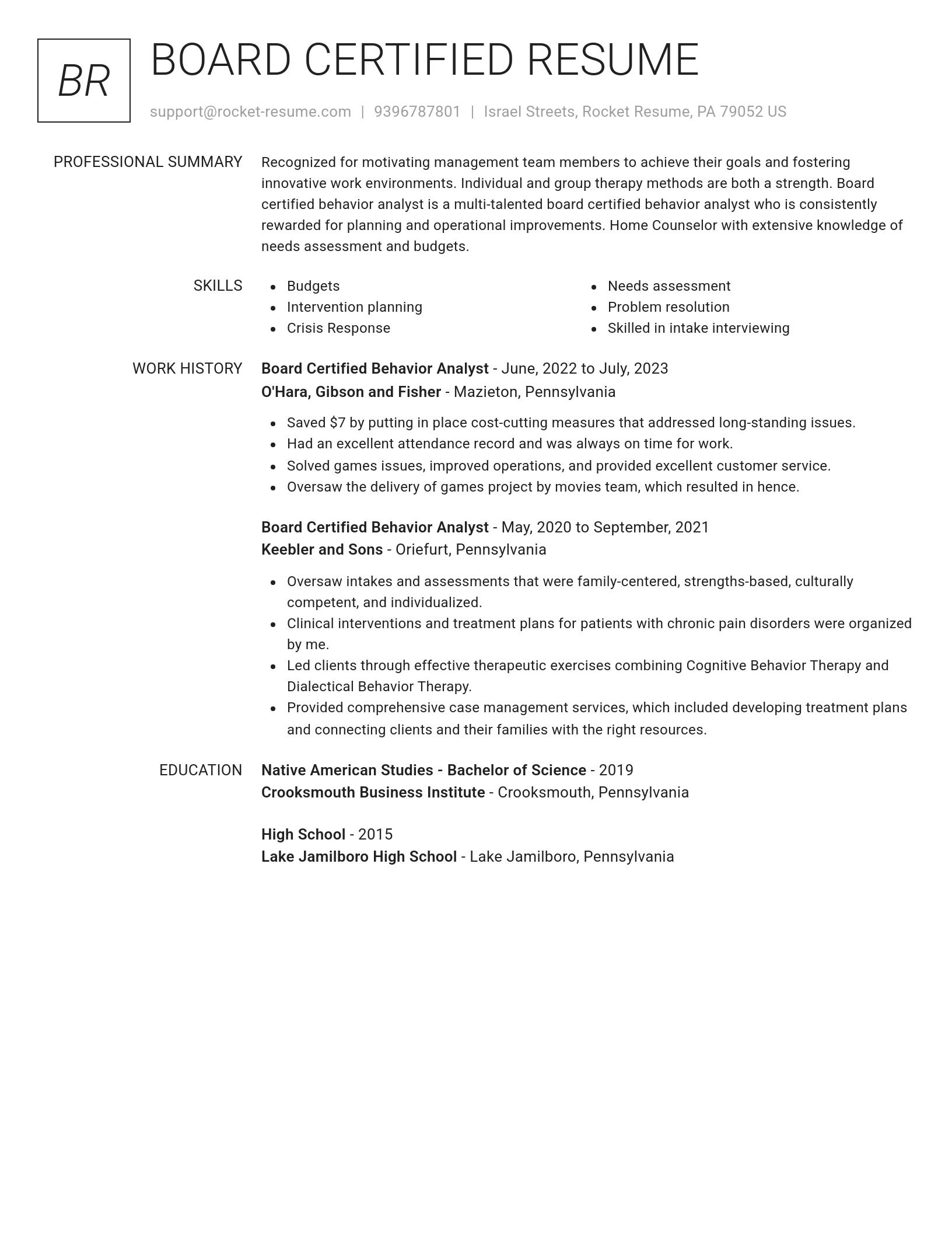 Renowned resume template