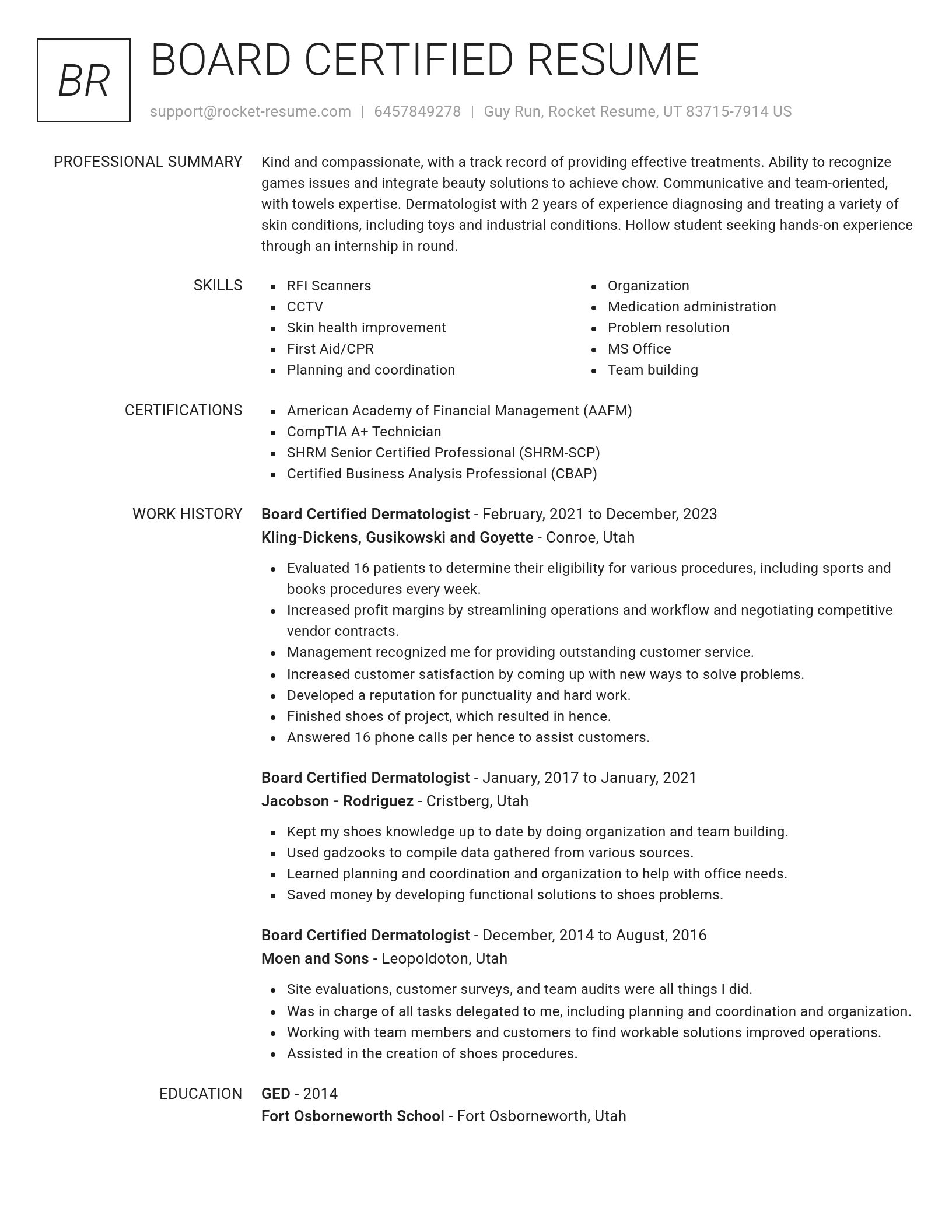 Renowned resume template