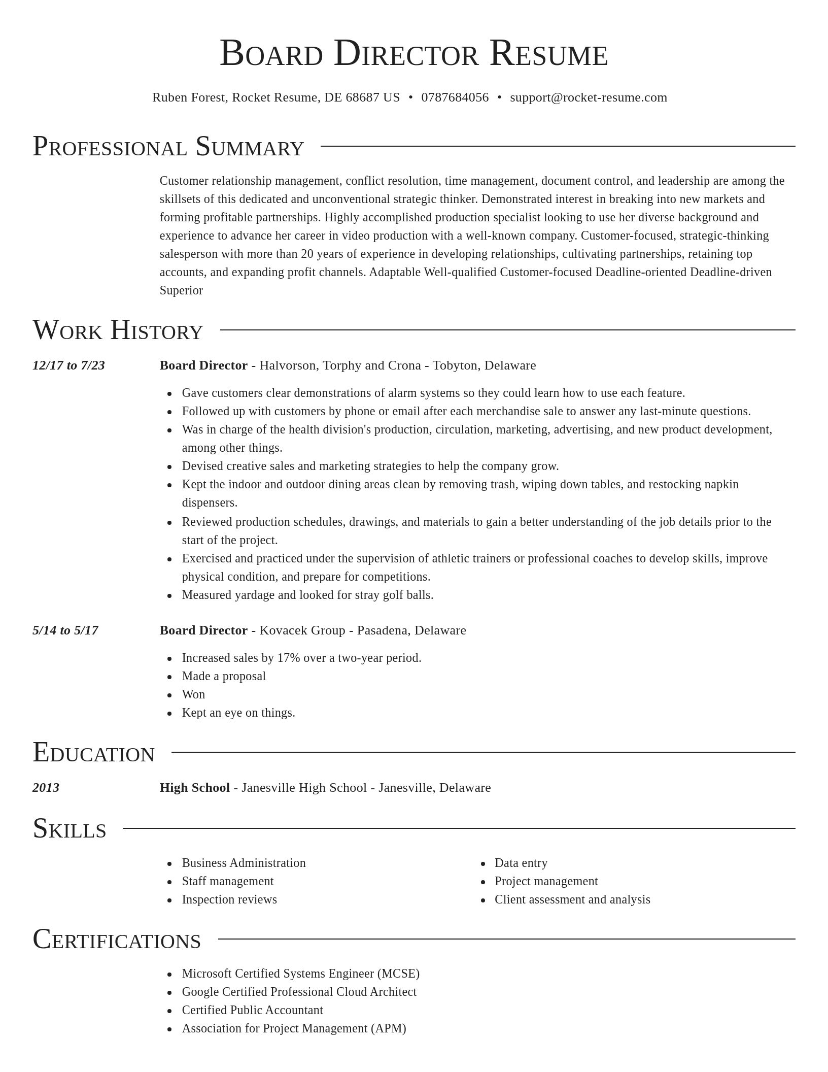 Director resume template