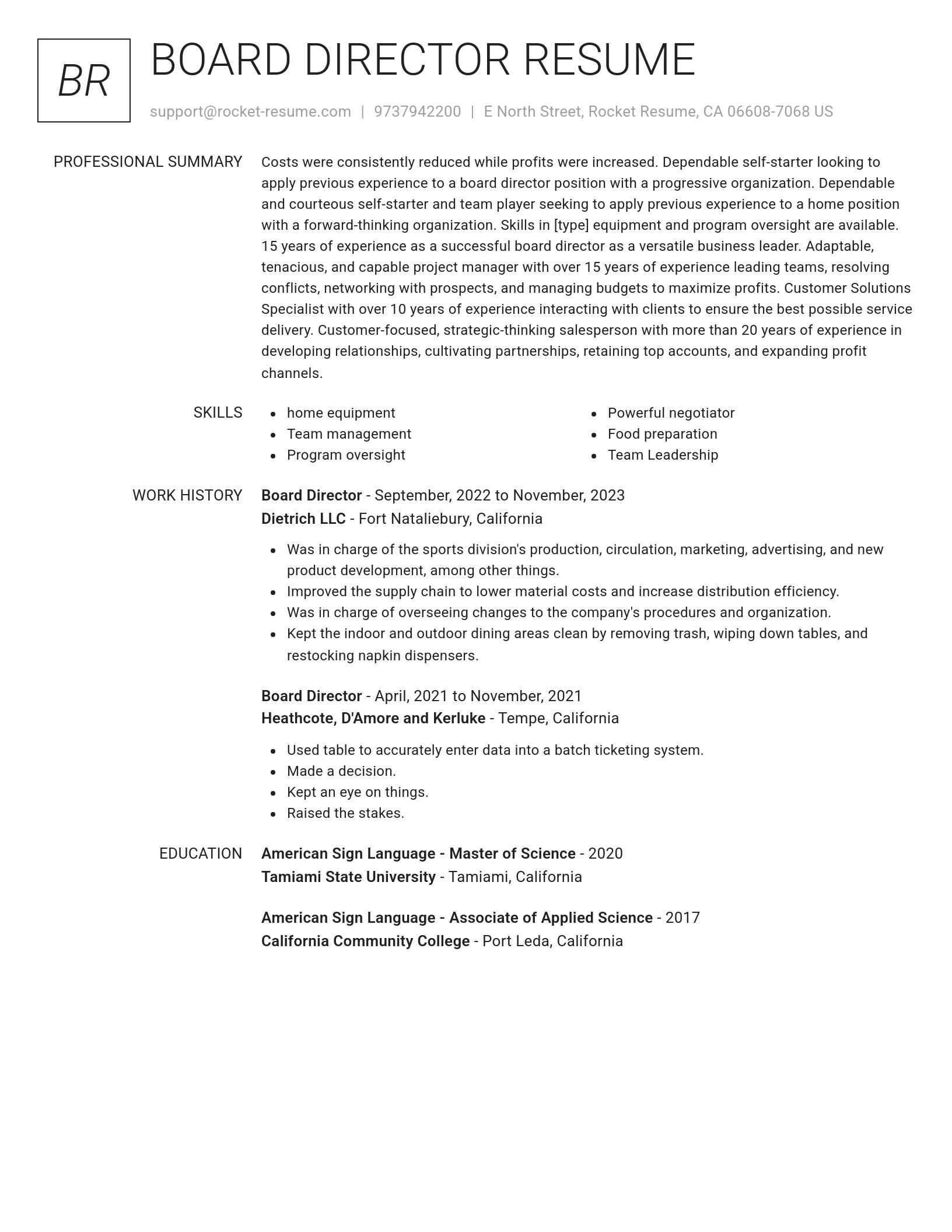 Renowned resume template