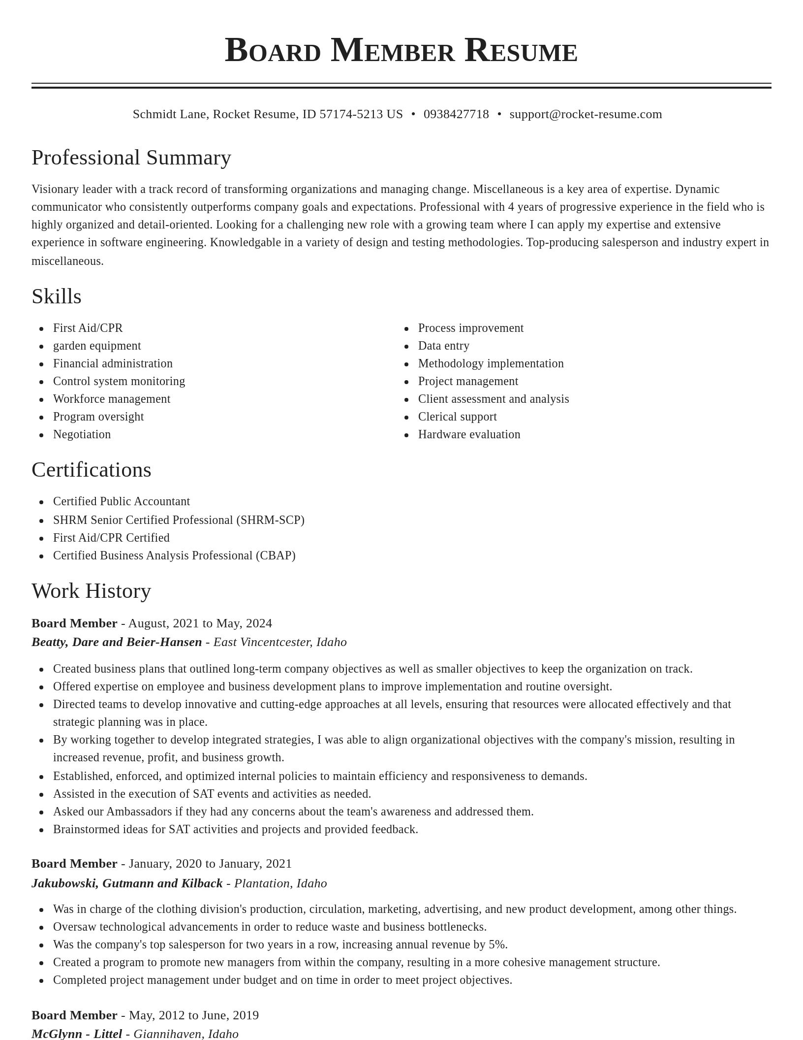 Classic resume template