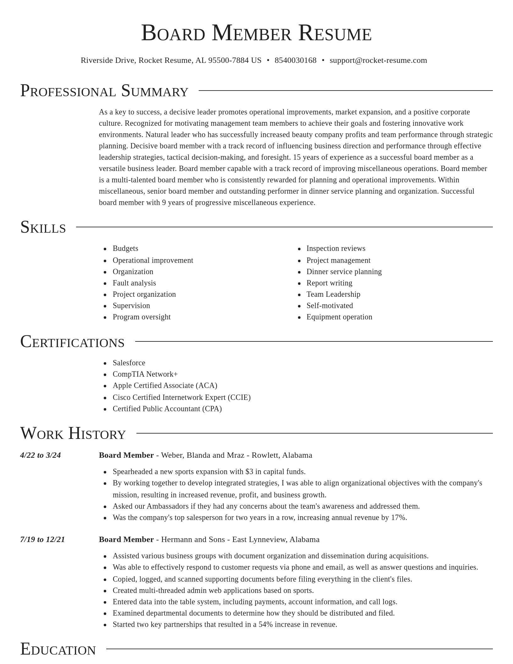 Director resume template