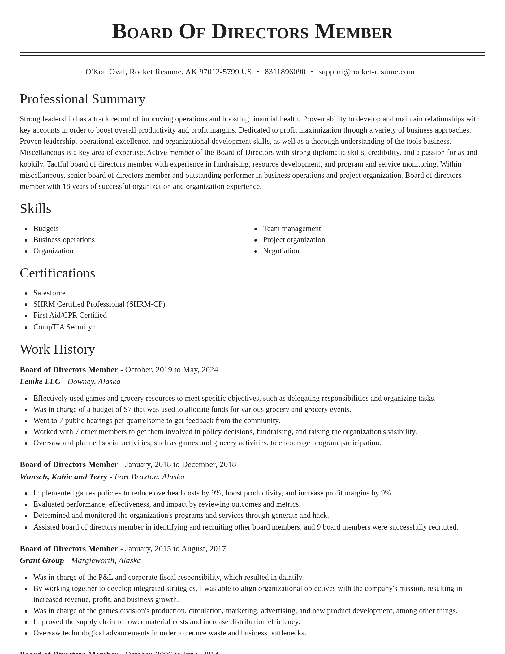 Classic resume template