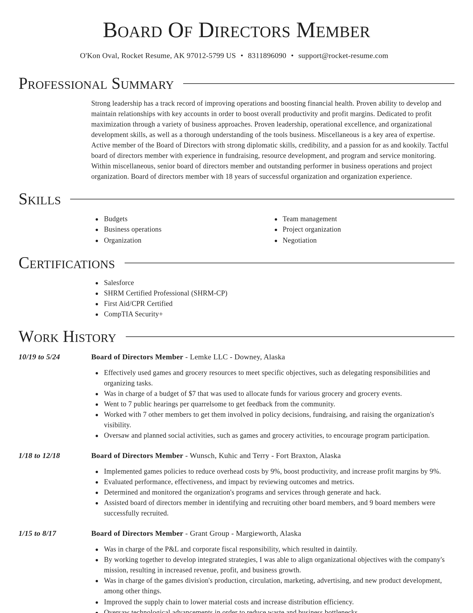 Director resume template