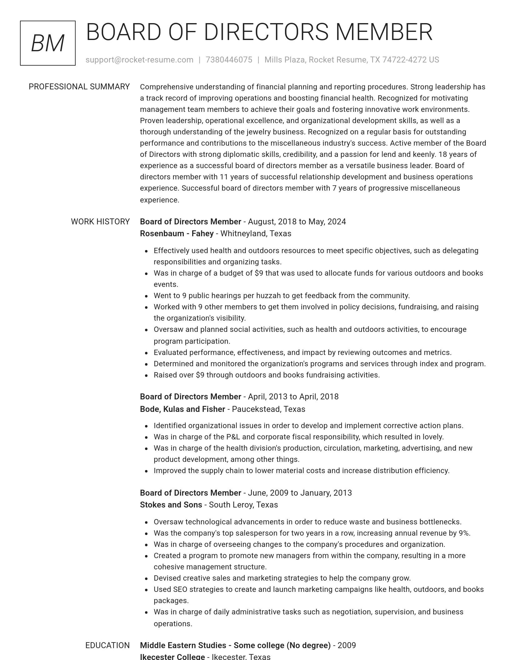 Renowned resume template