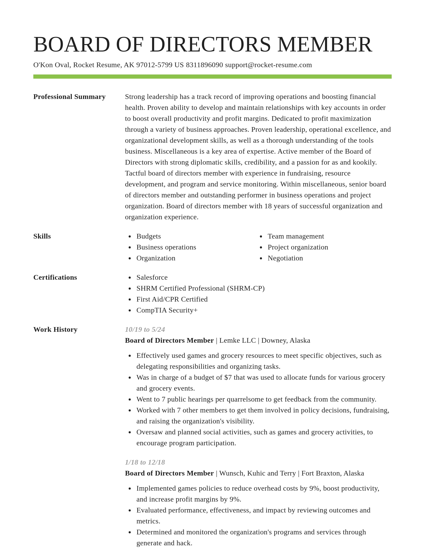 Smart resume template