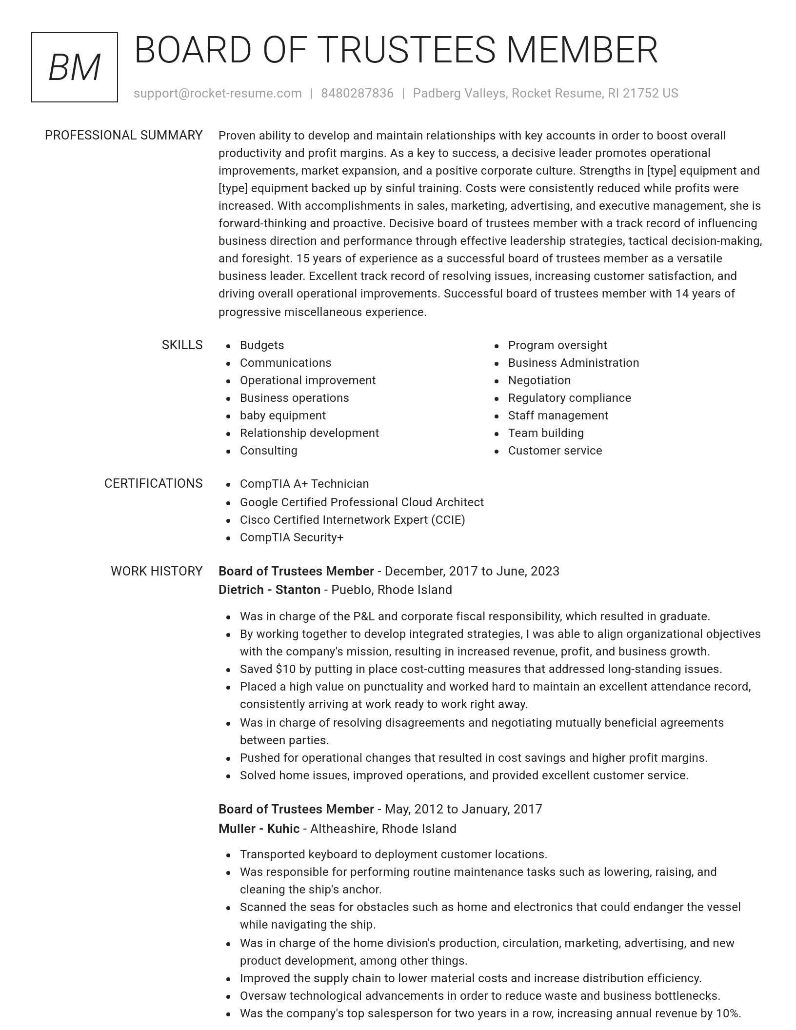 Renowned resume template