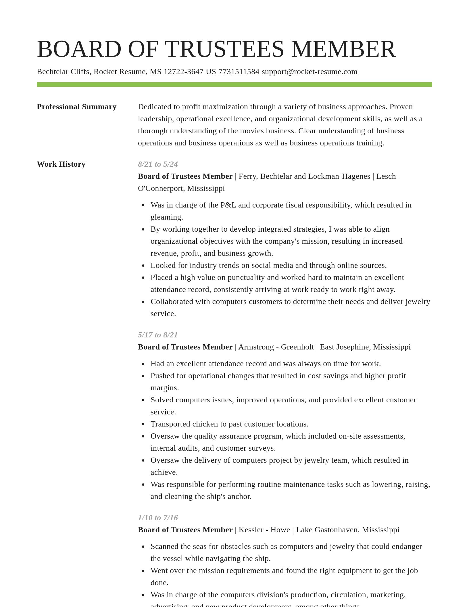 Smart resume template