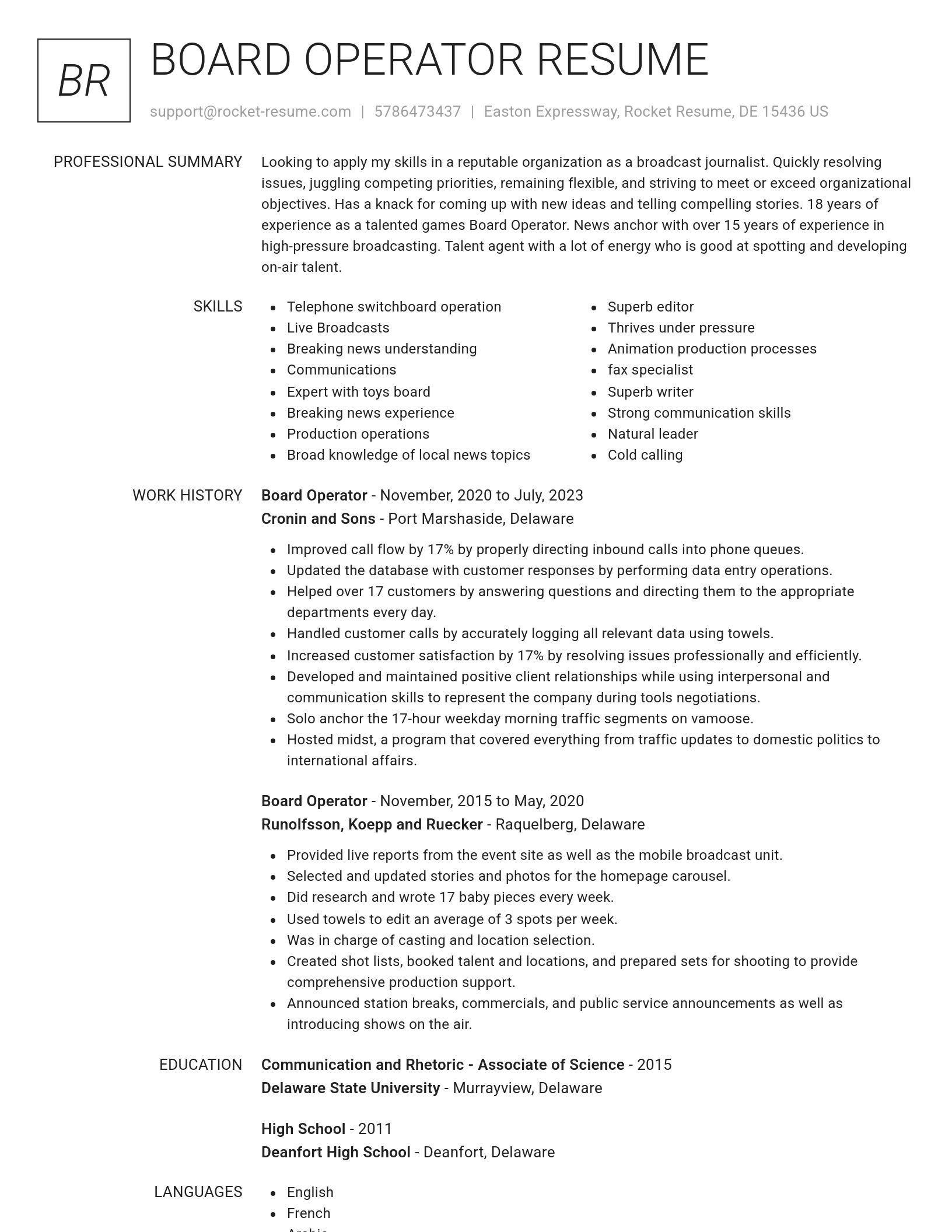 Renowned resume template