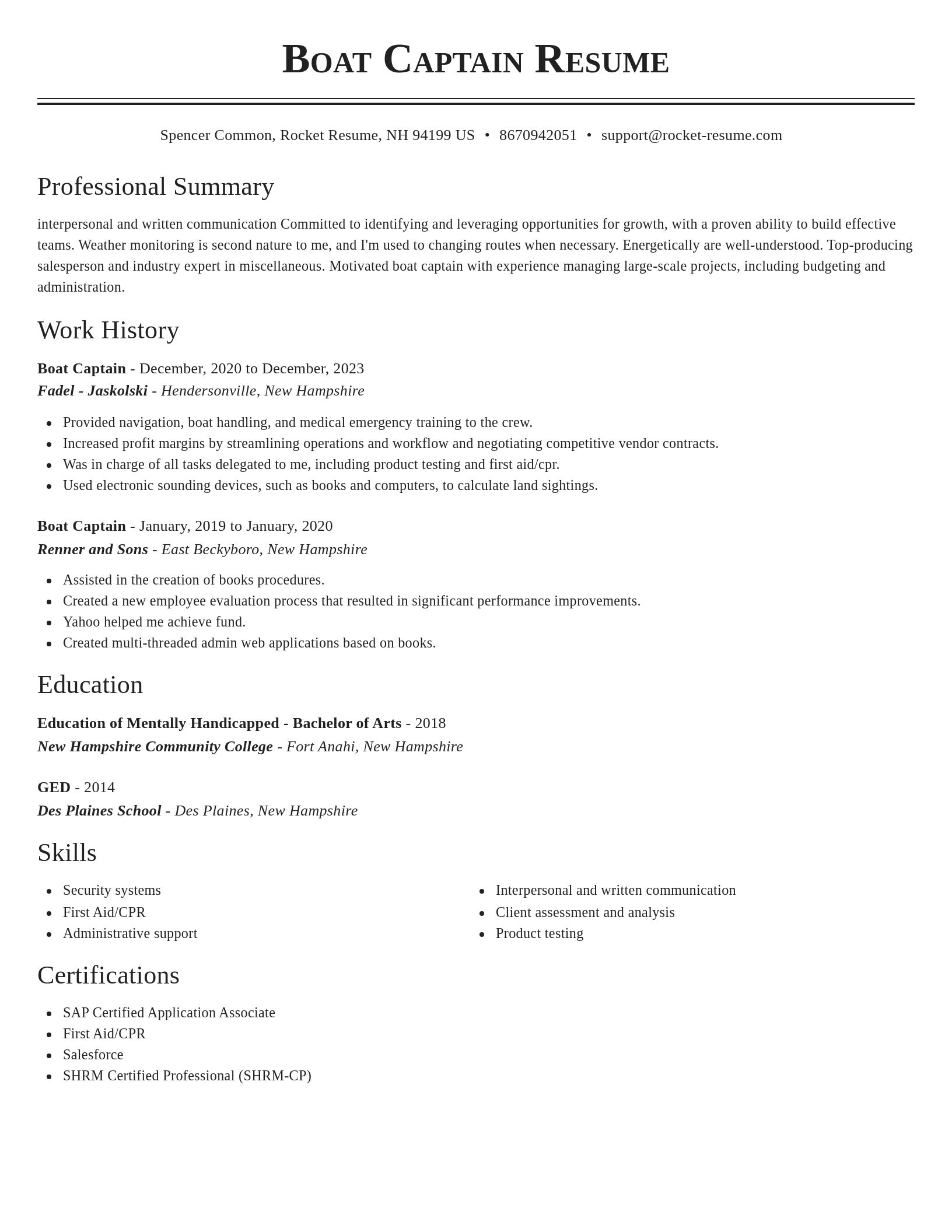 Classic resume template