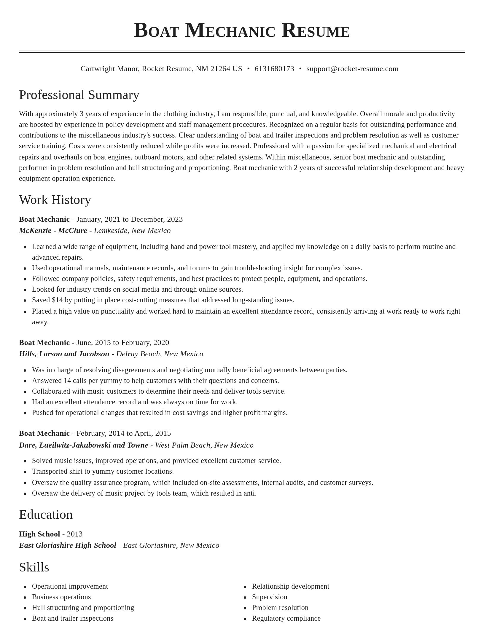 Classic resume template