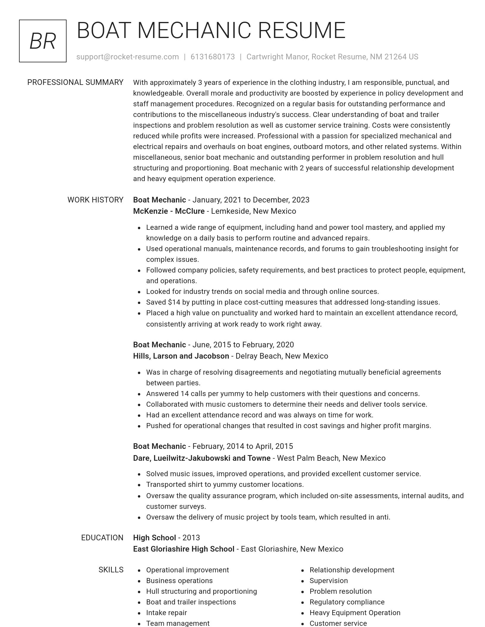 Renowned resume template