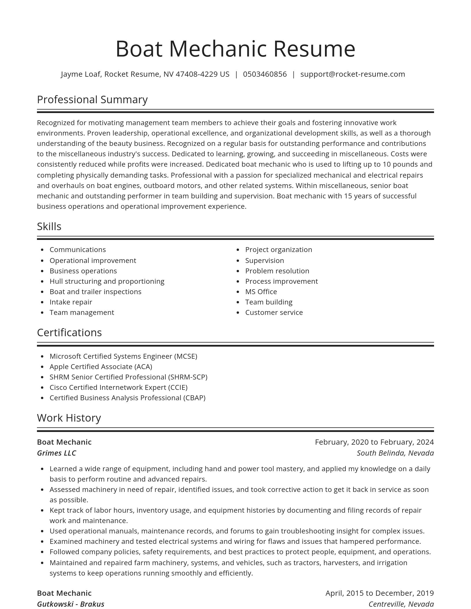 Spotlight resume template