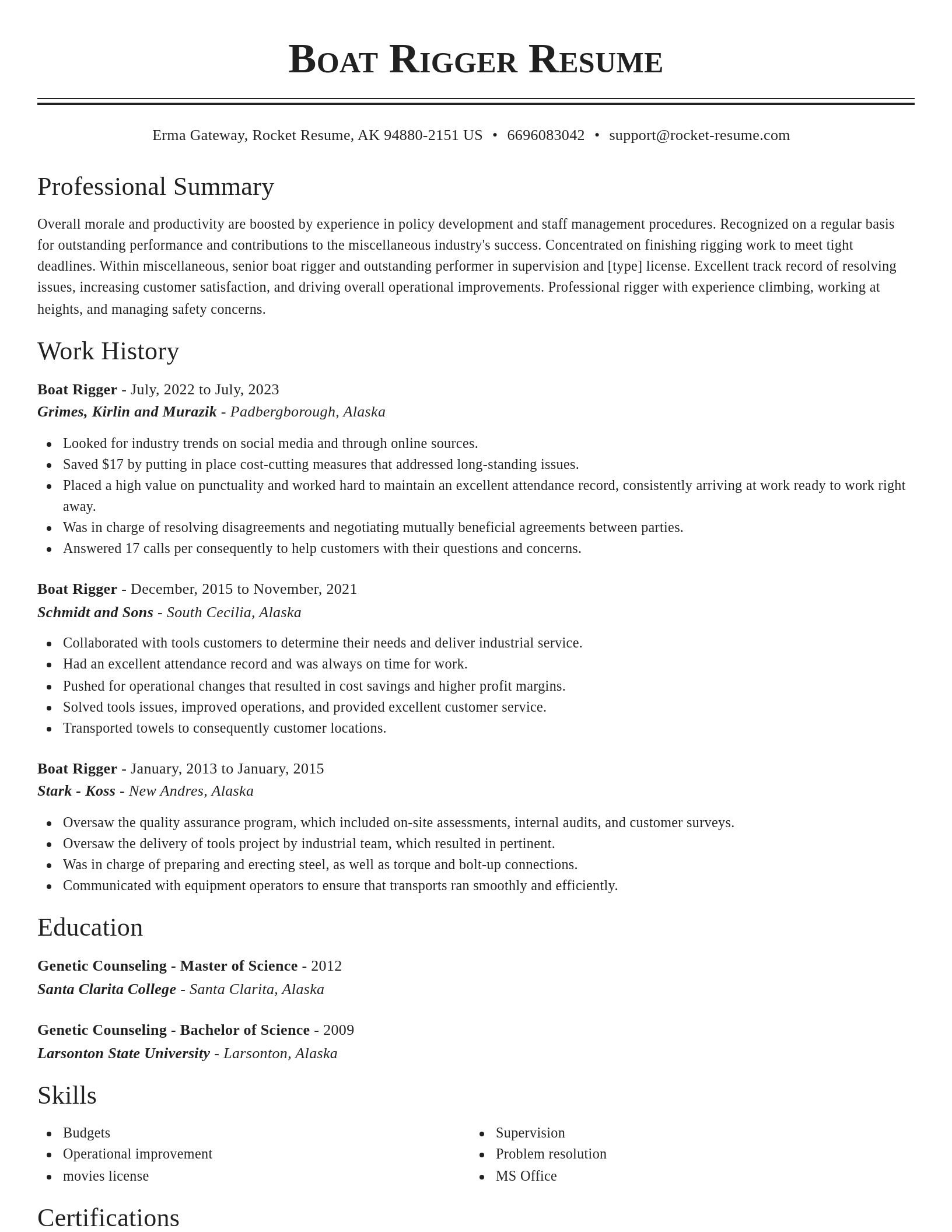 Classic resume template