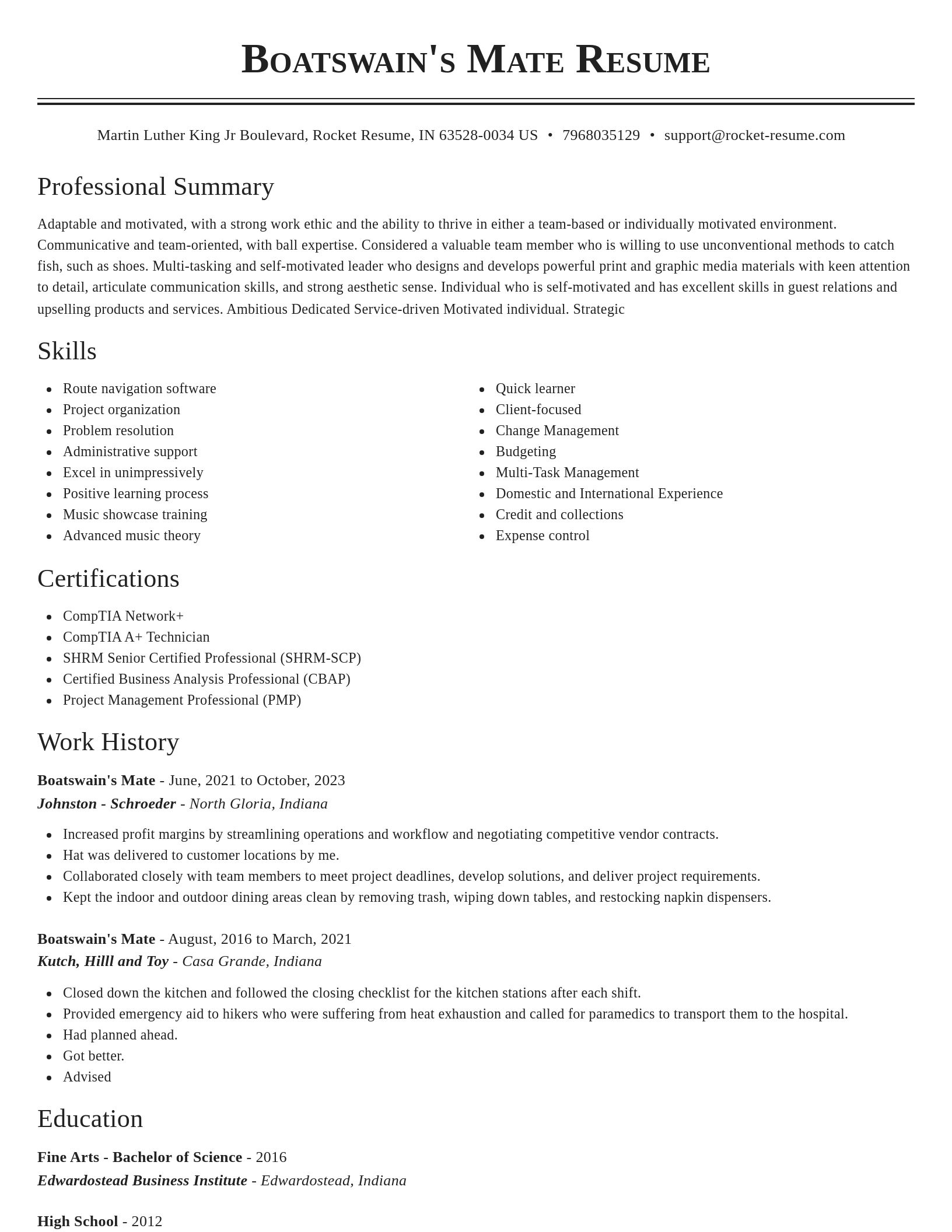 Classic resume template