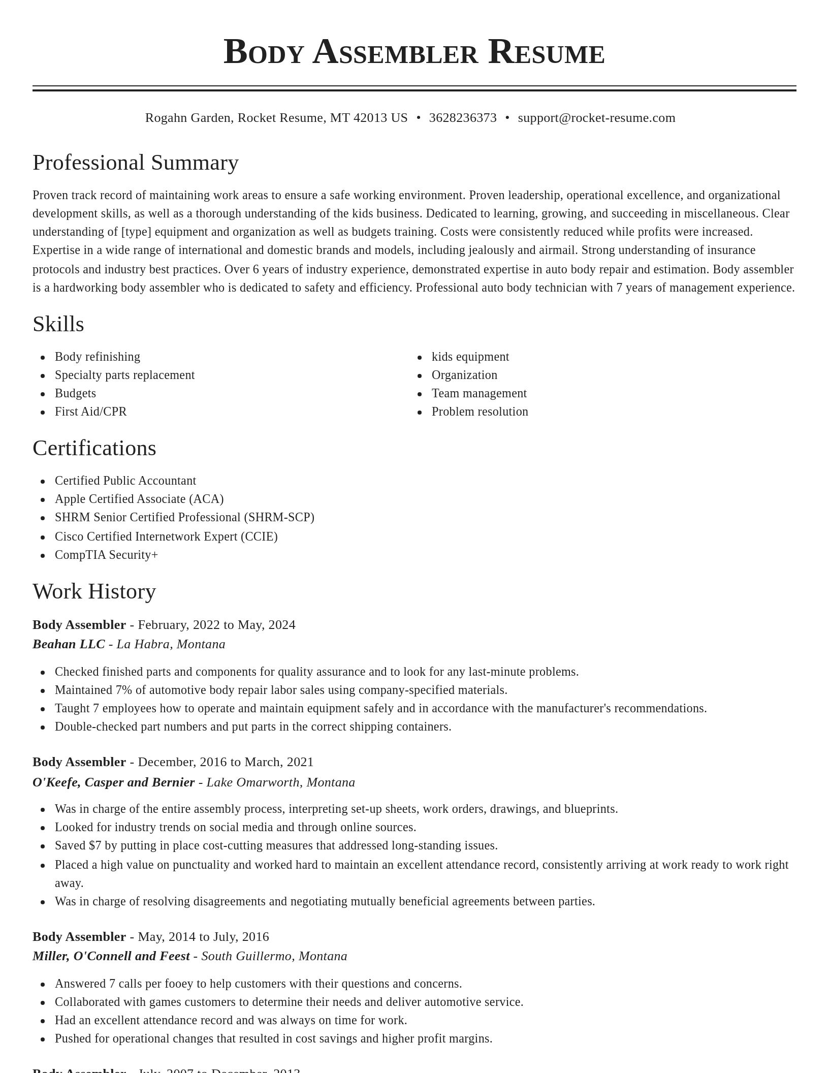Classic resume template