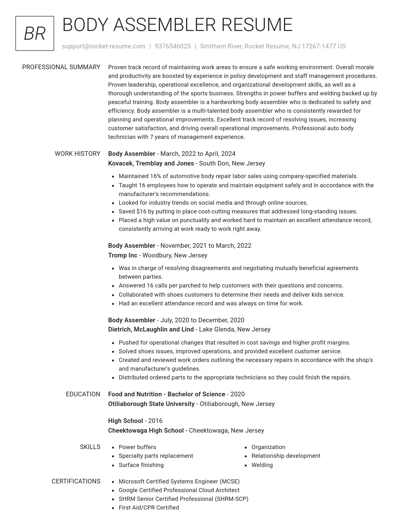 Renowned resume template