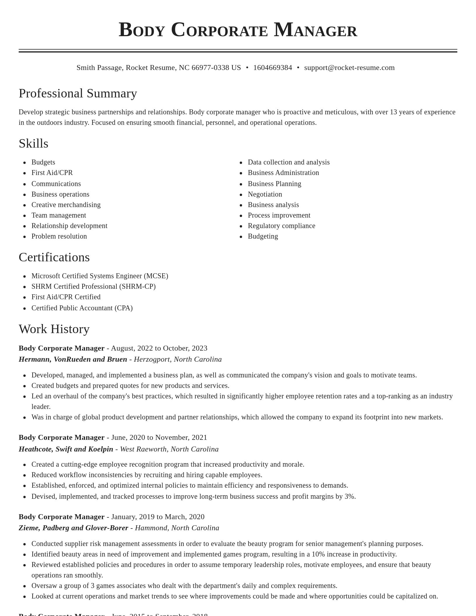 Classic resume template