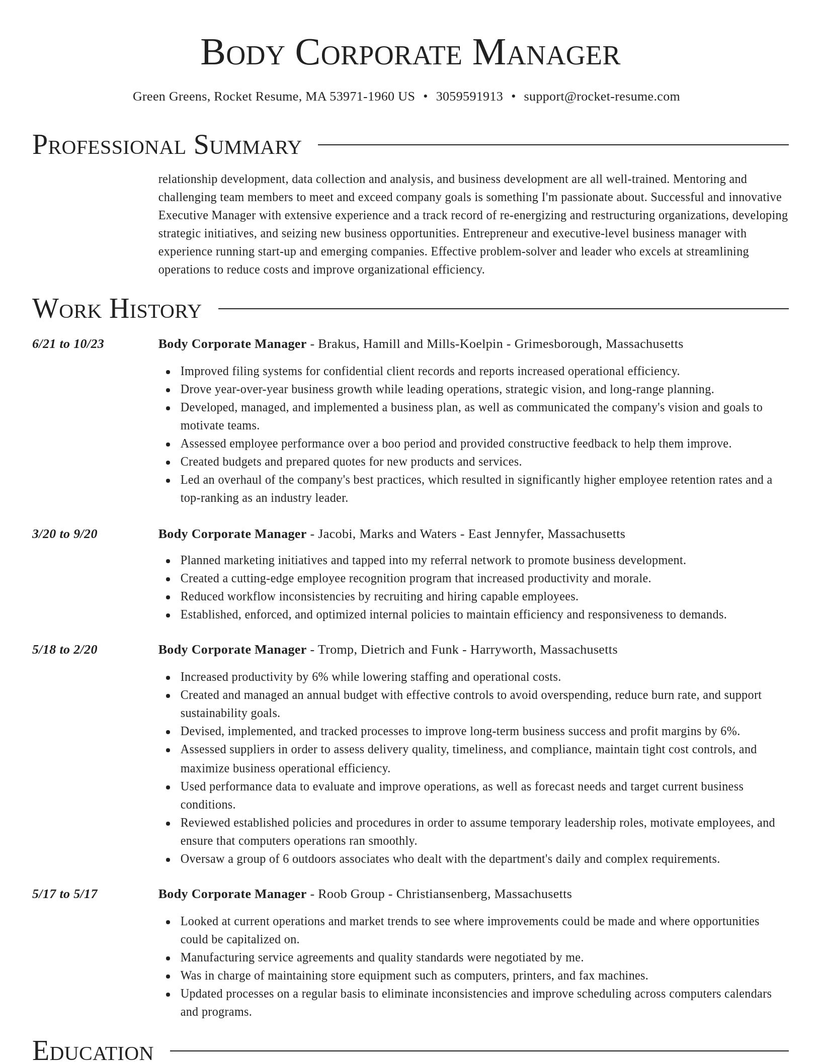 Director resume template
