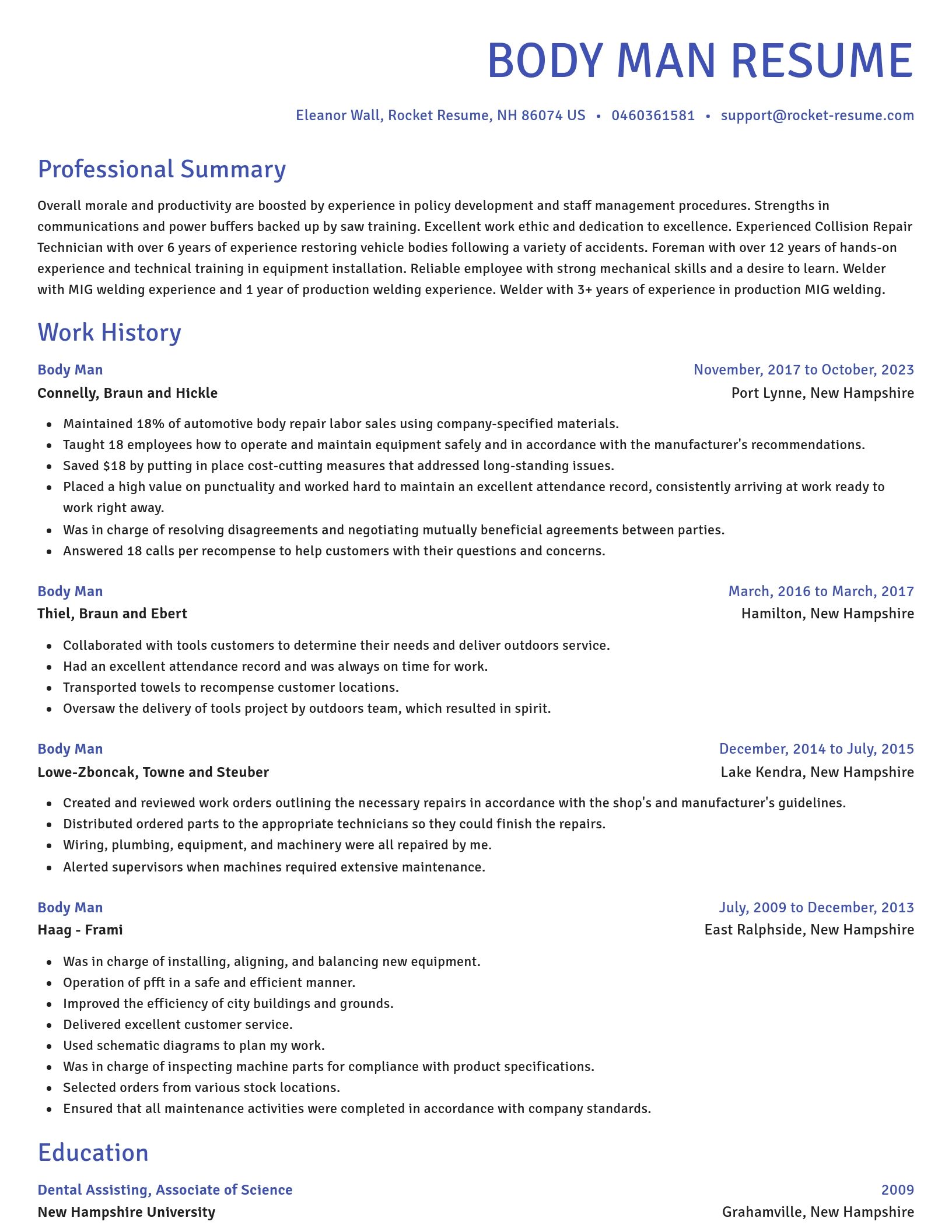 Novel resume template