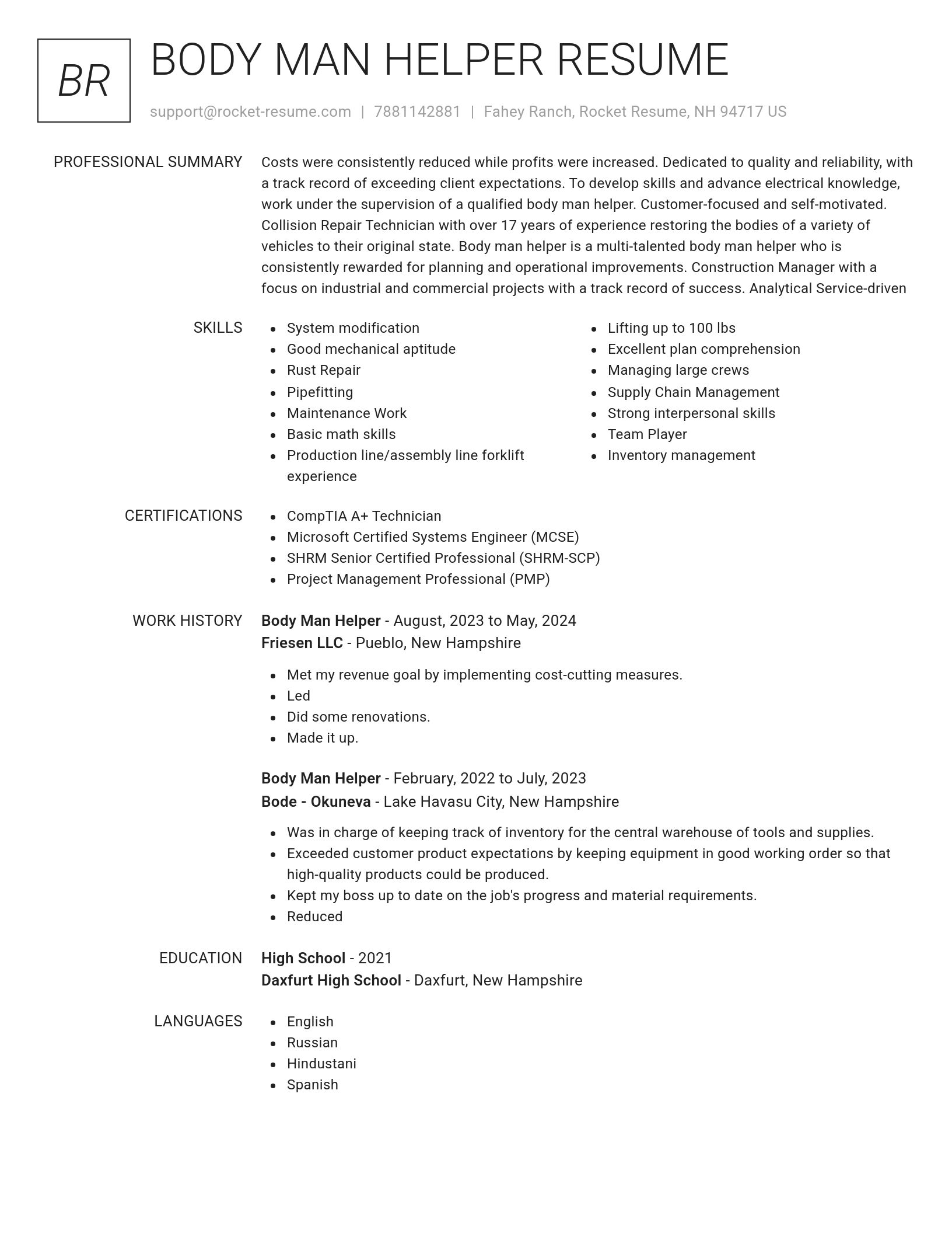 Renowned resume template