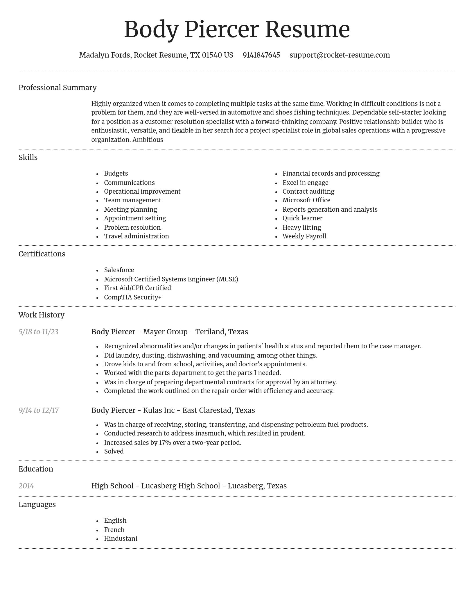 Dignified resume template