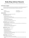 Body Shop Advisor resume template