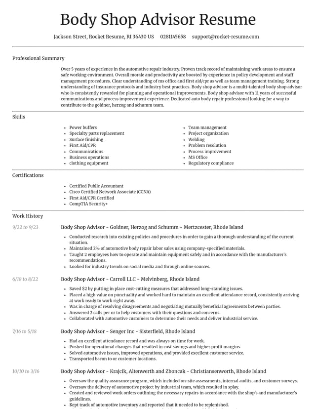 Dignified resume template