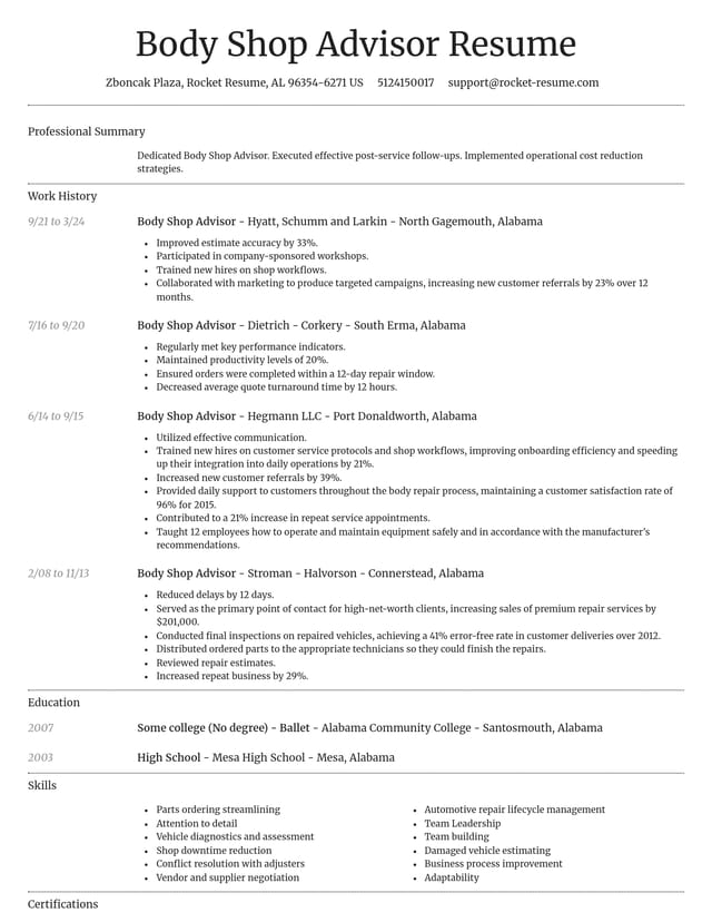 Dignified resume template