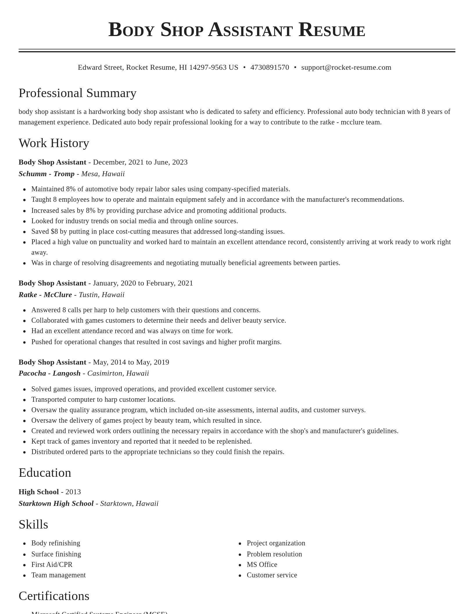 Classic resume template
