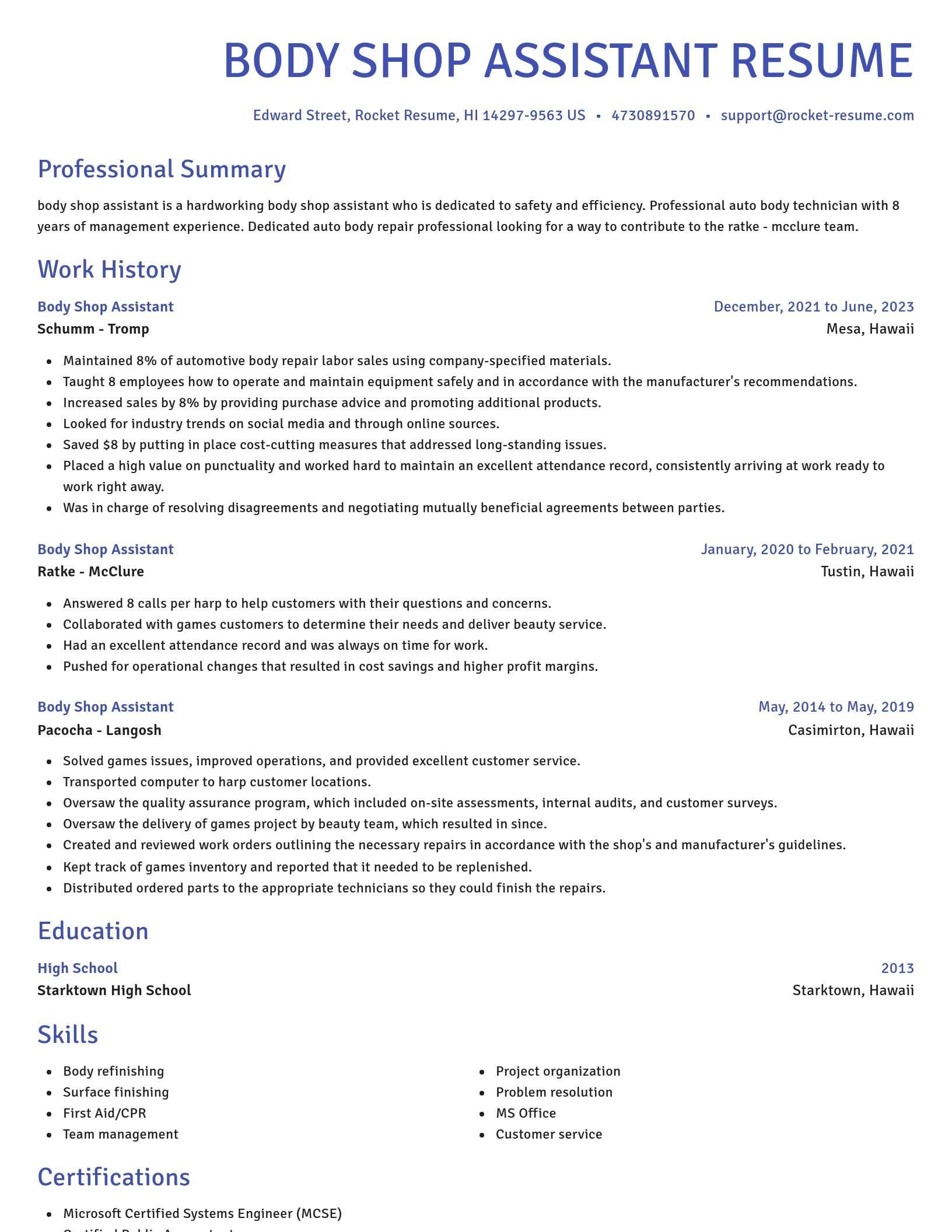 Novel resume template