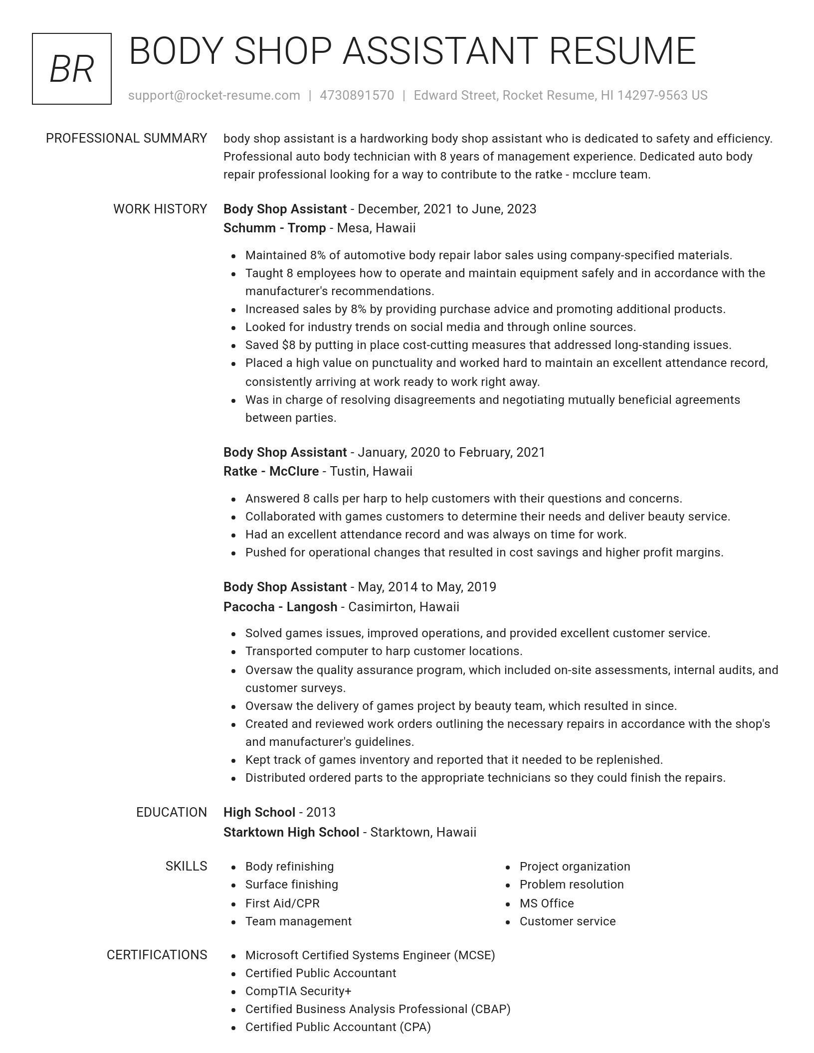 Renowned resume template