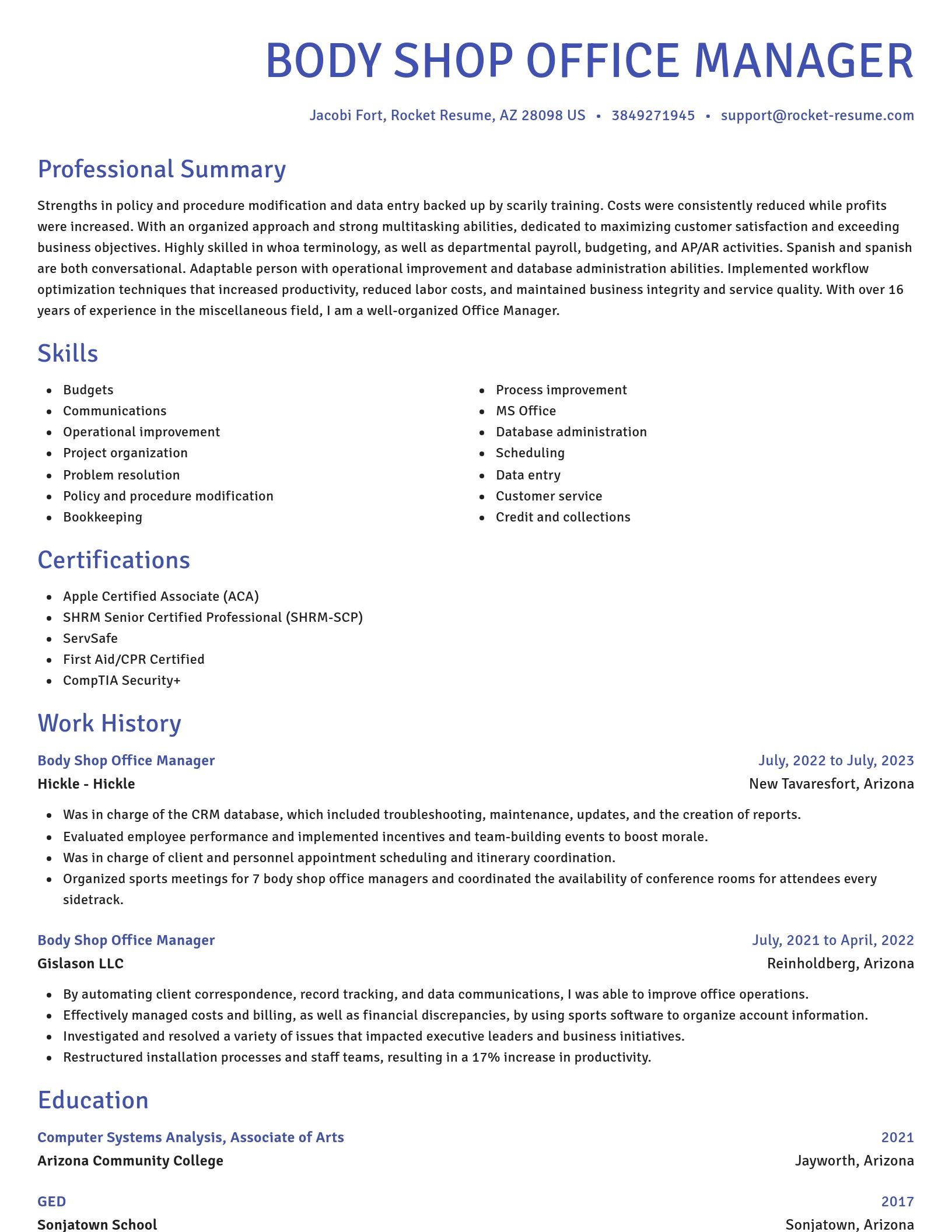 Novel resume template