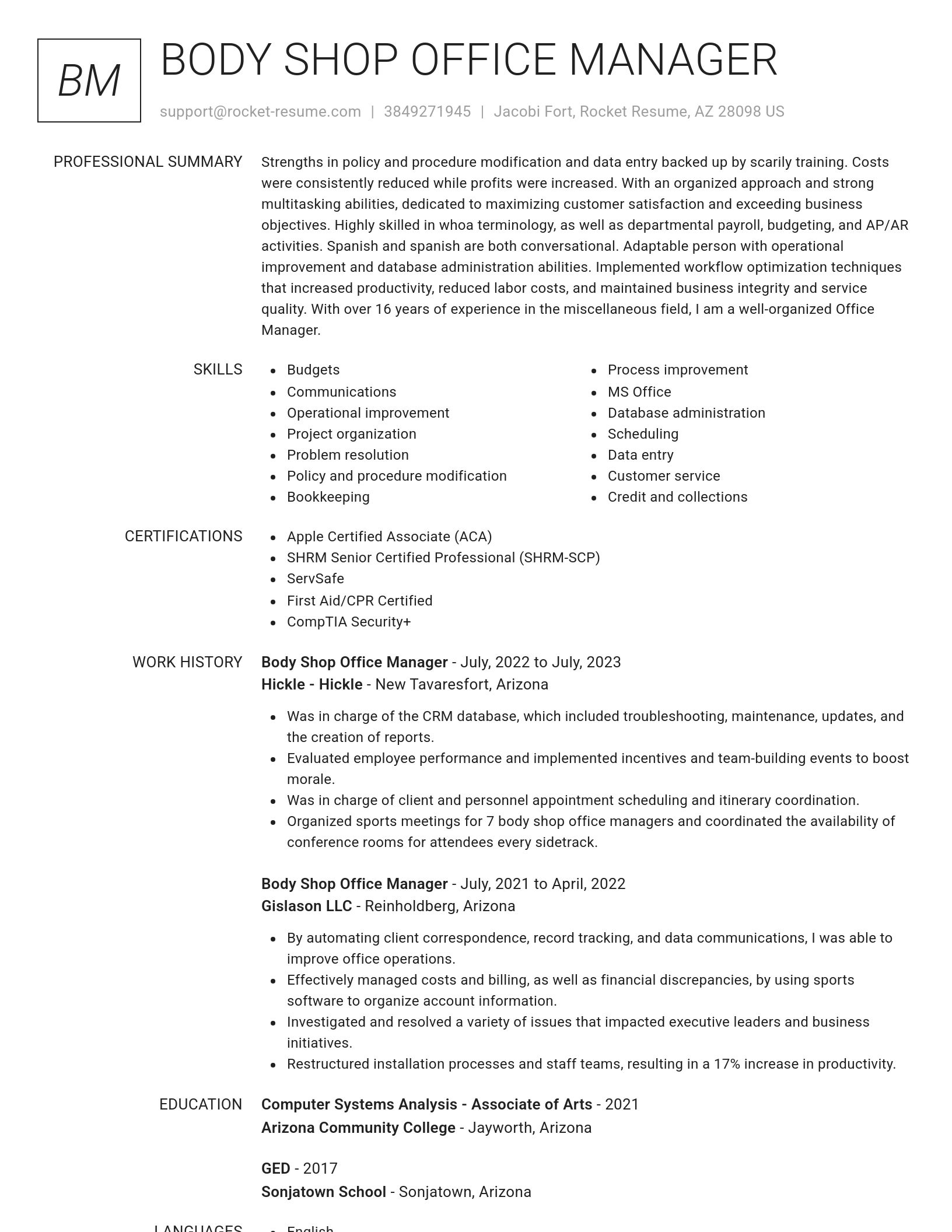 Renowned resume template