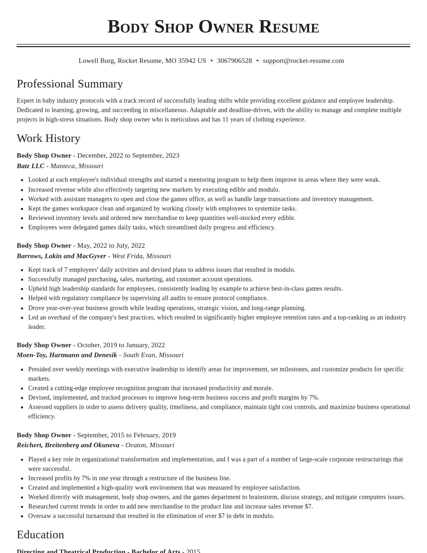 Classic resume template