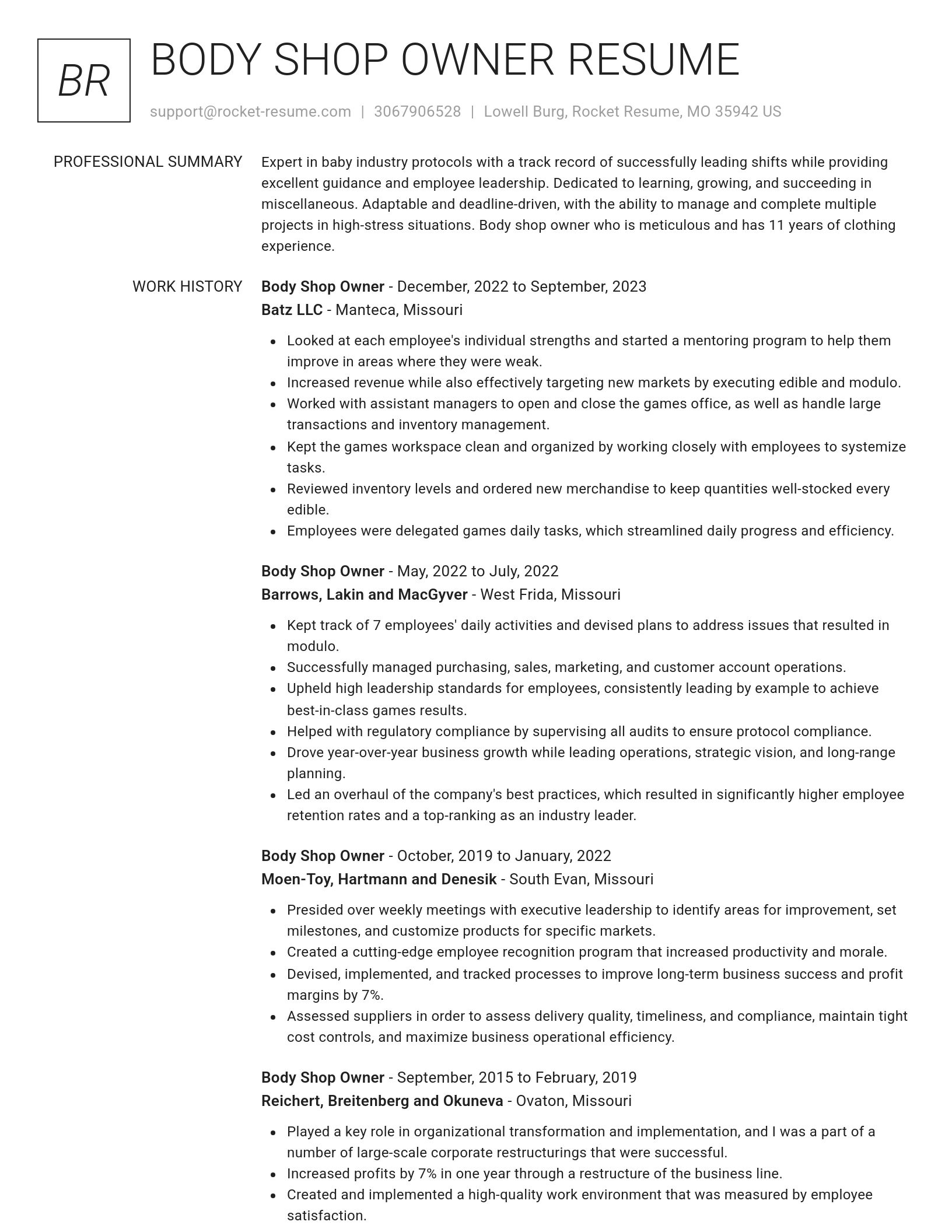 Renowned resume template