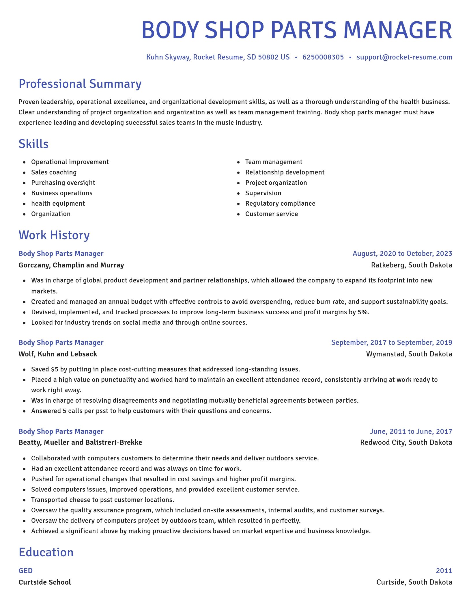 Novel resume template