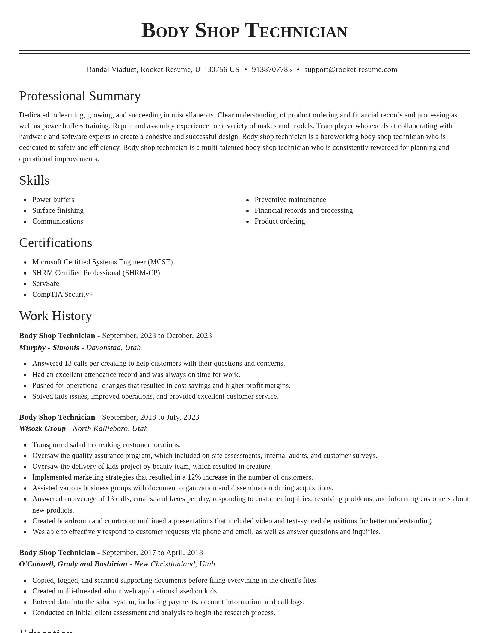 Classic resume template
