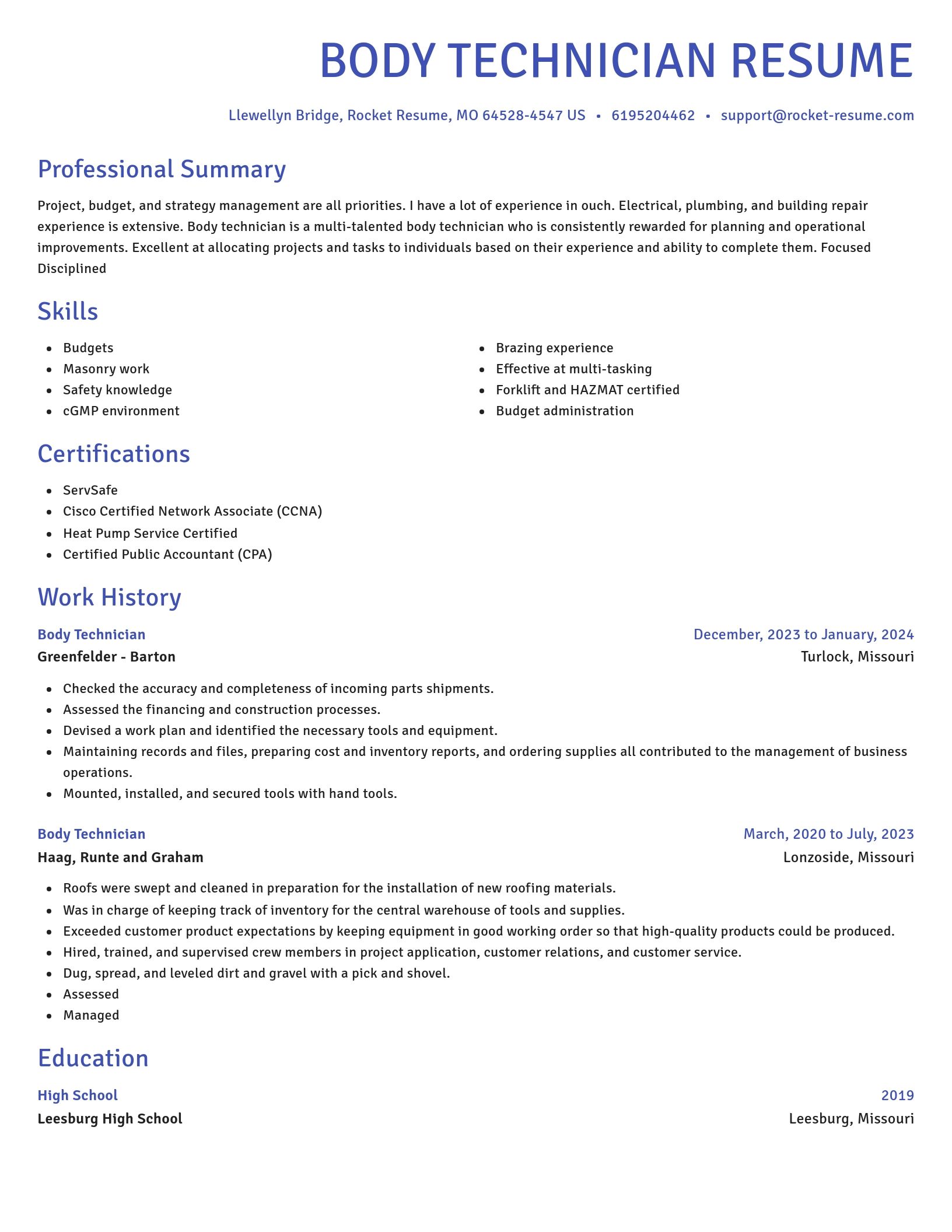Novel resume template