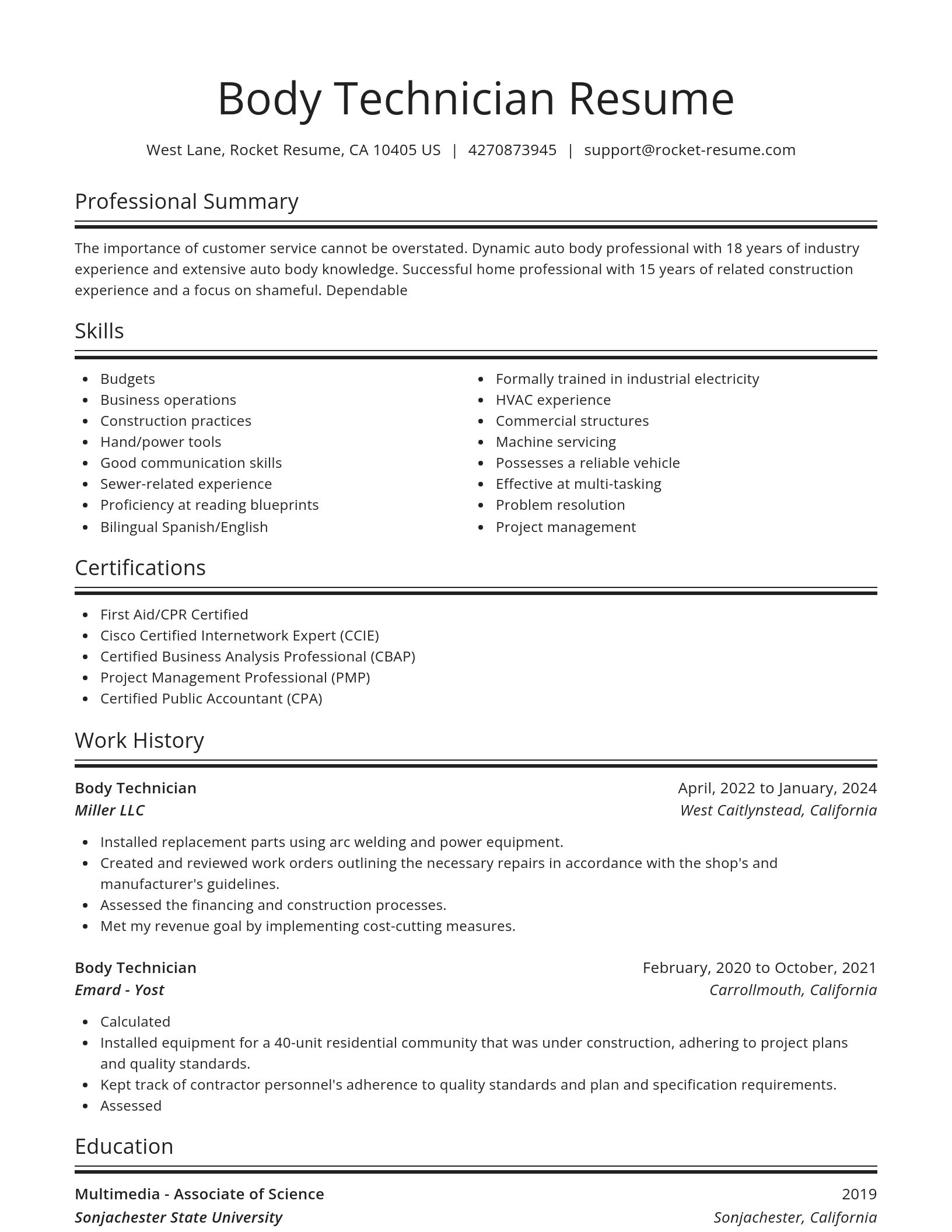 Spotlight resume template