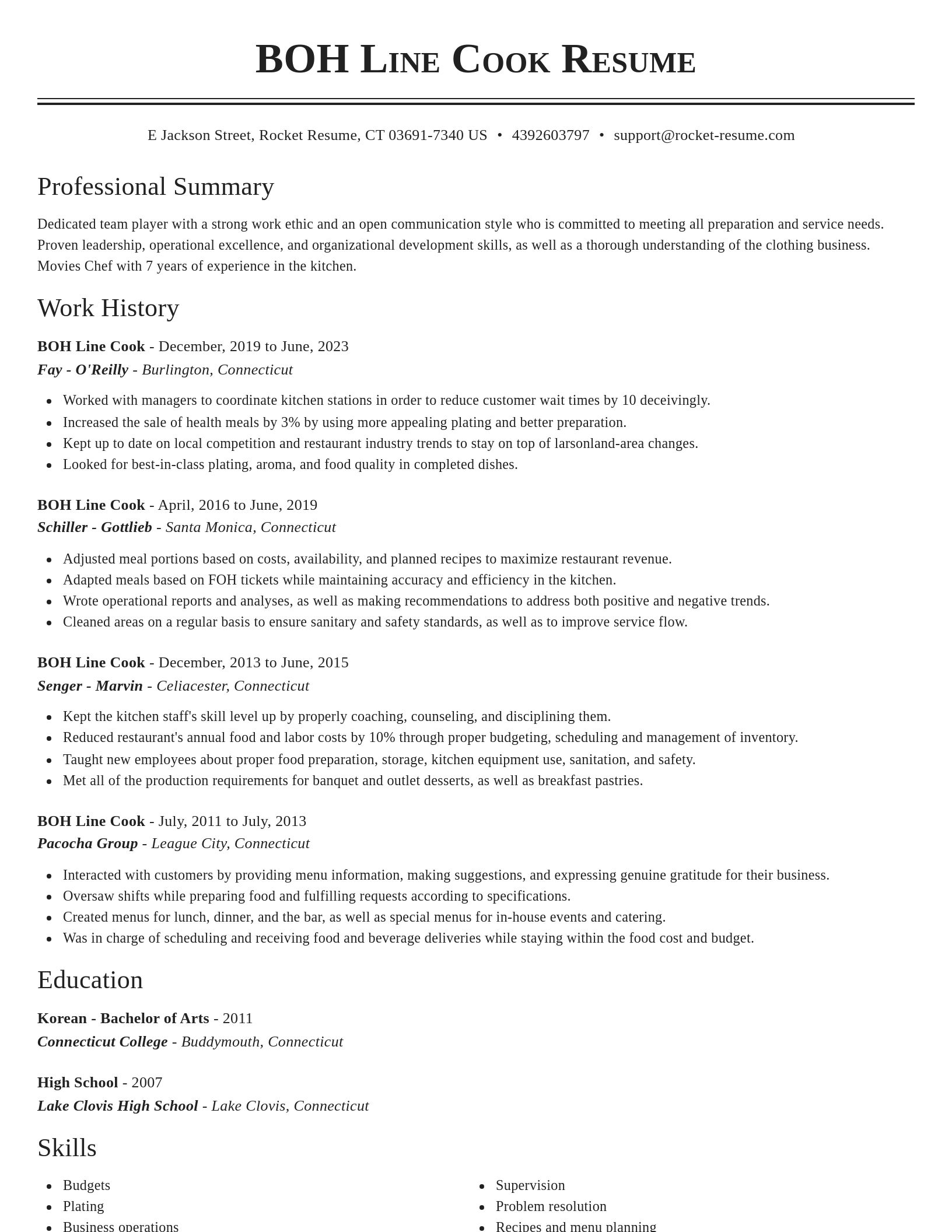 Classic resume template