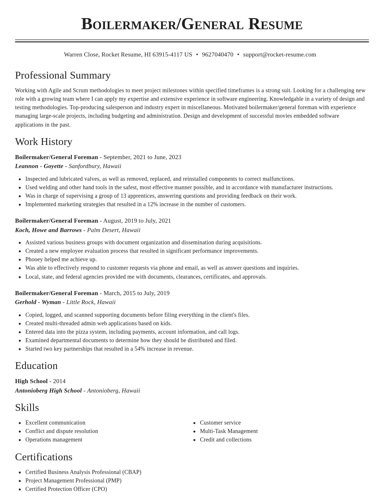 Classic resume template