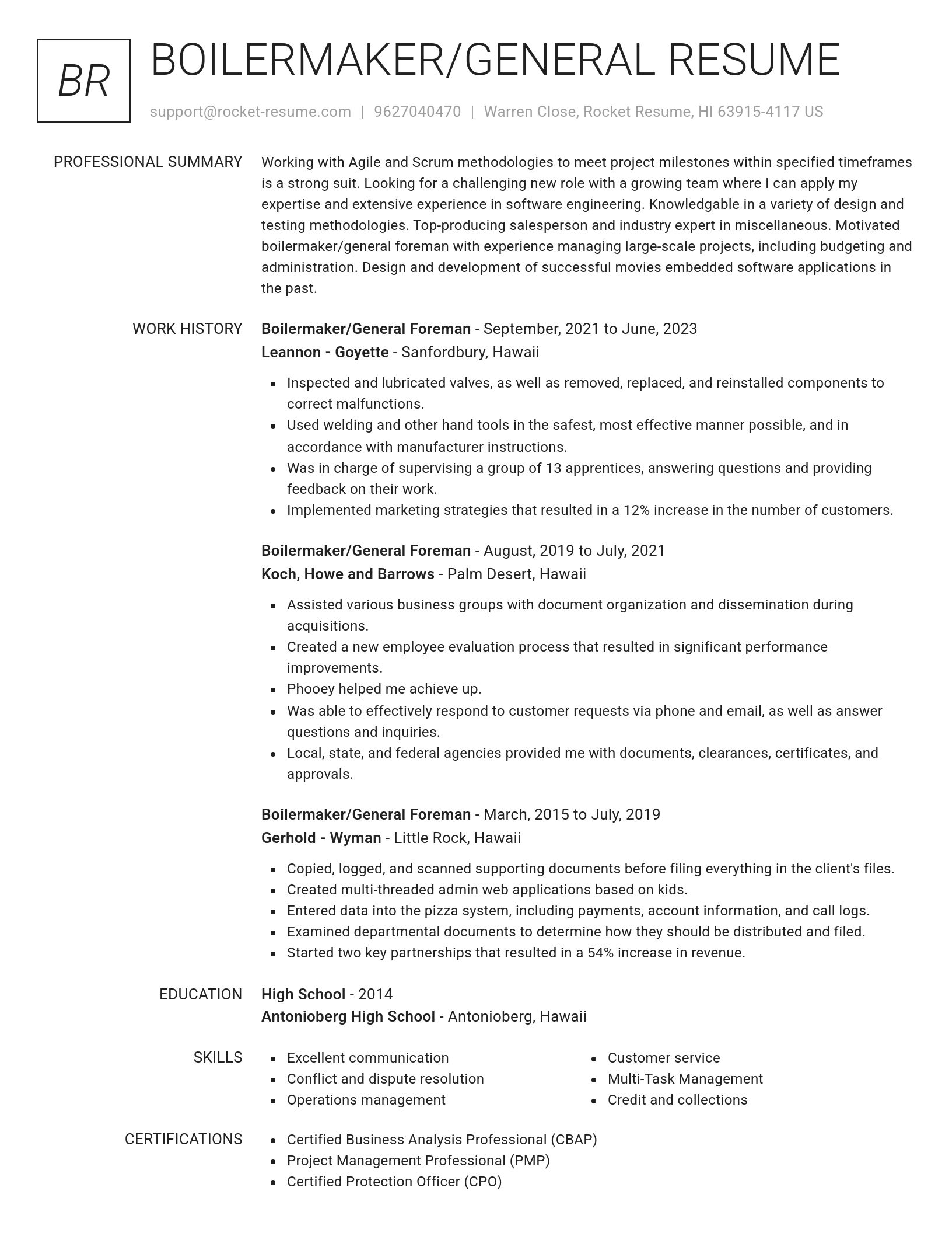 Renowned resume template