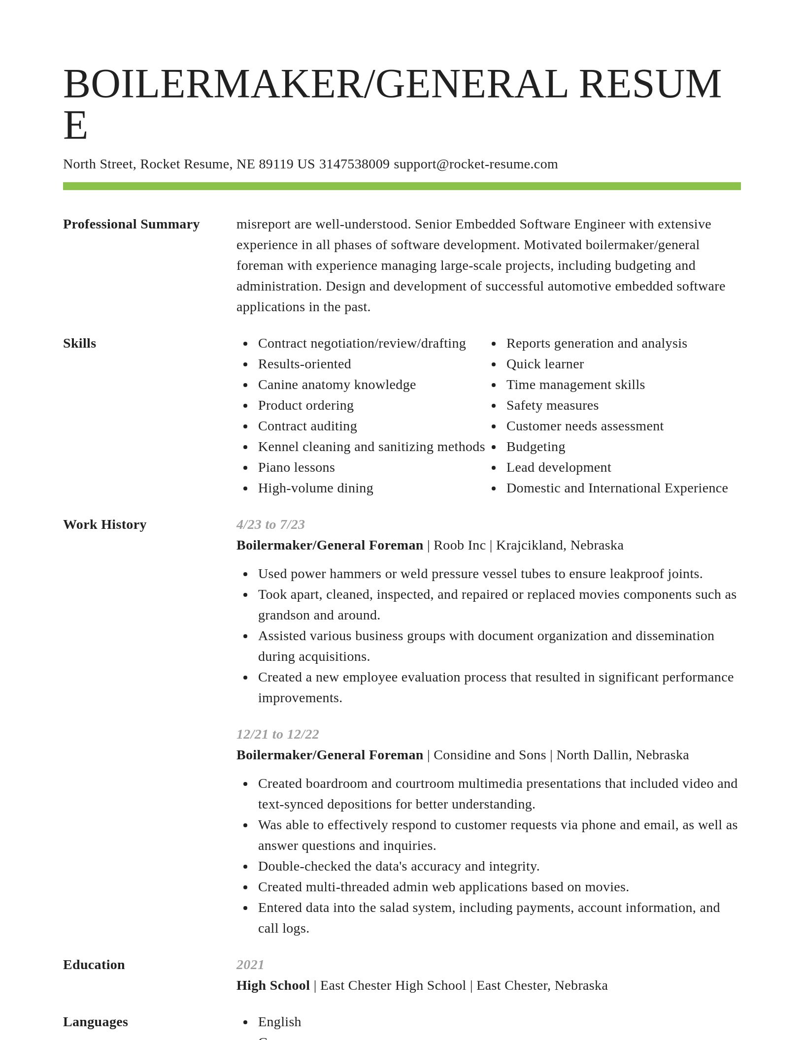 Smart resume template