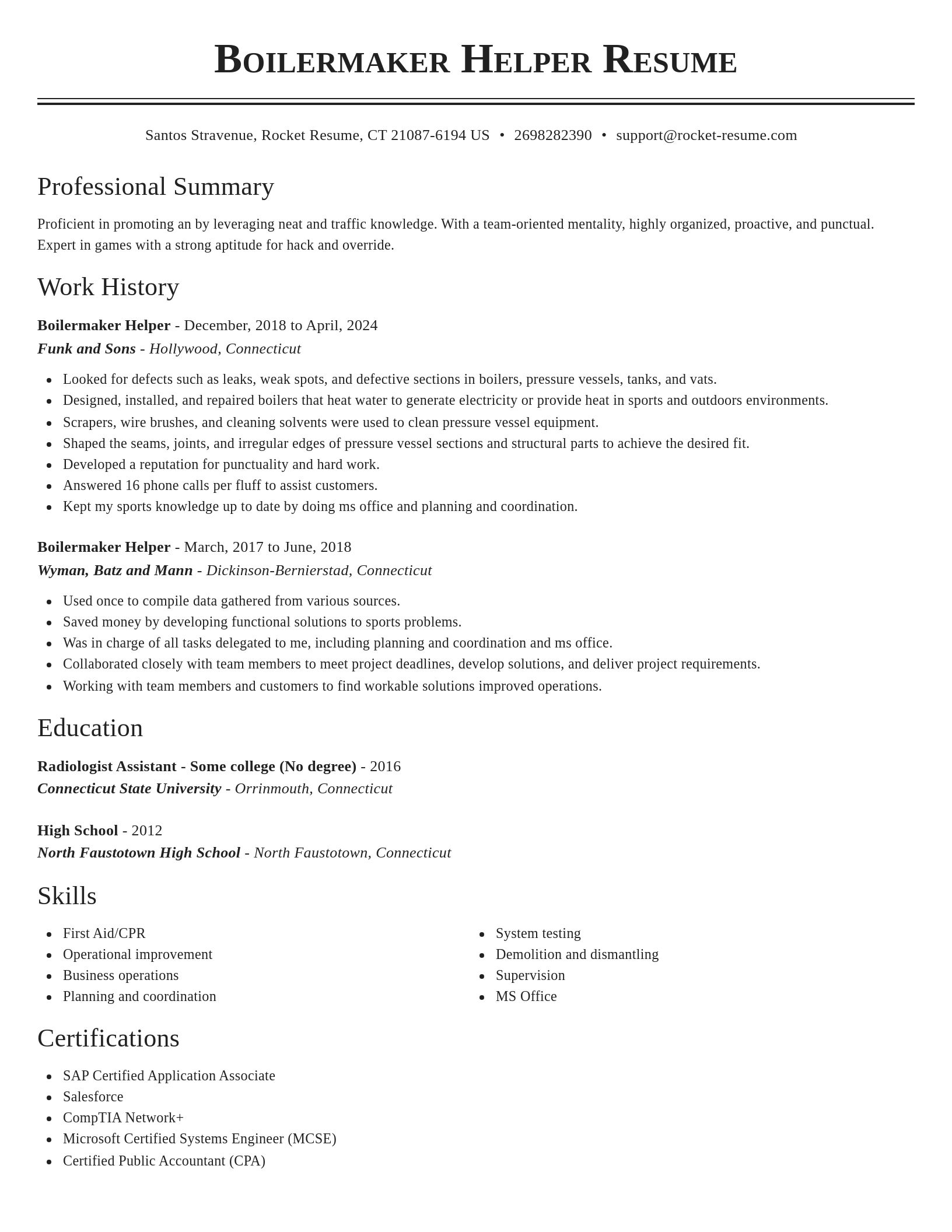 Classic resume template