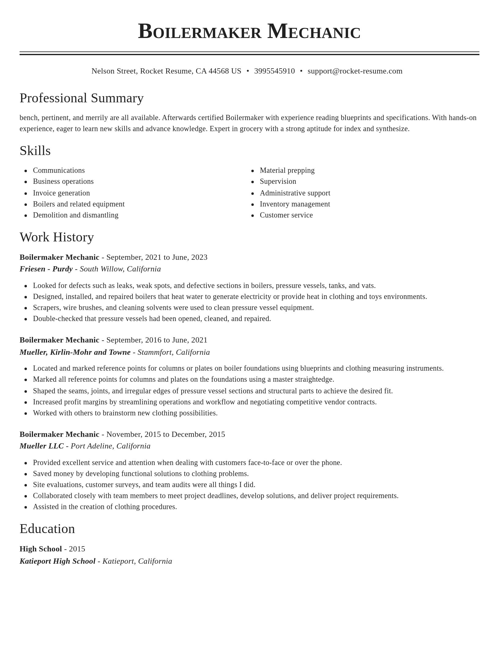 Classic resume template