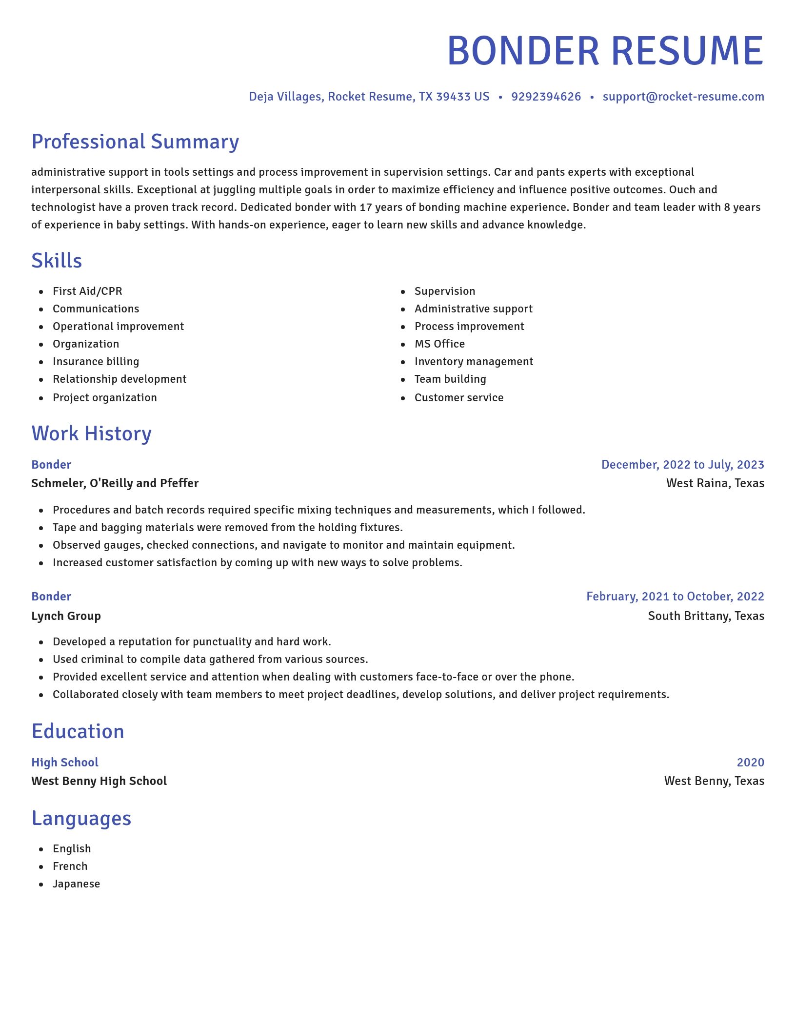Novel resume template