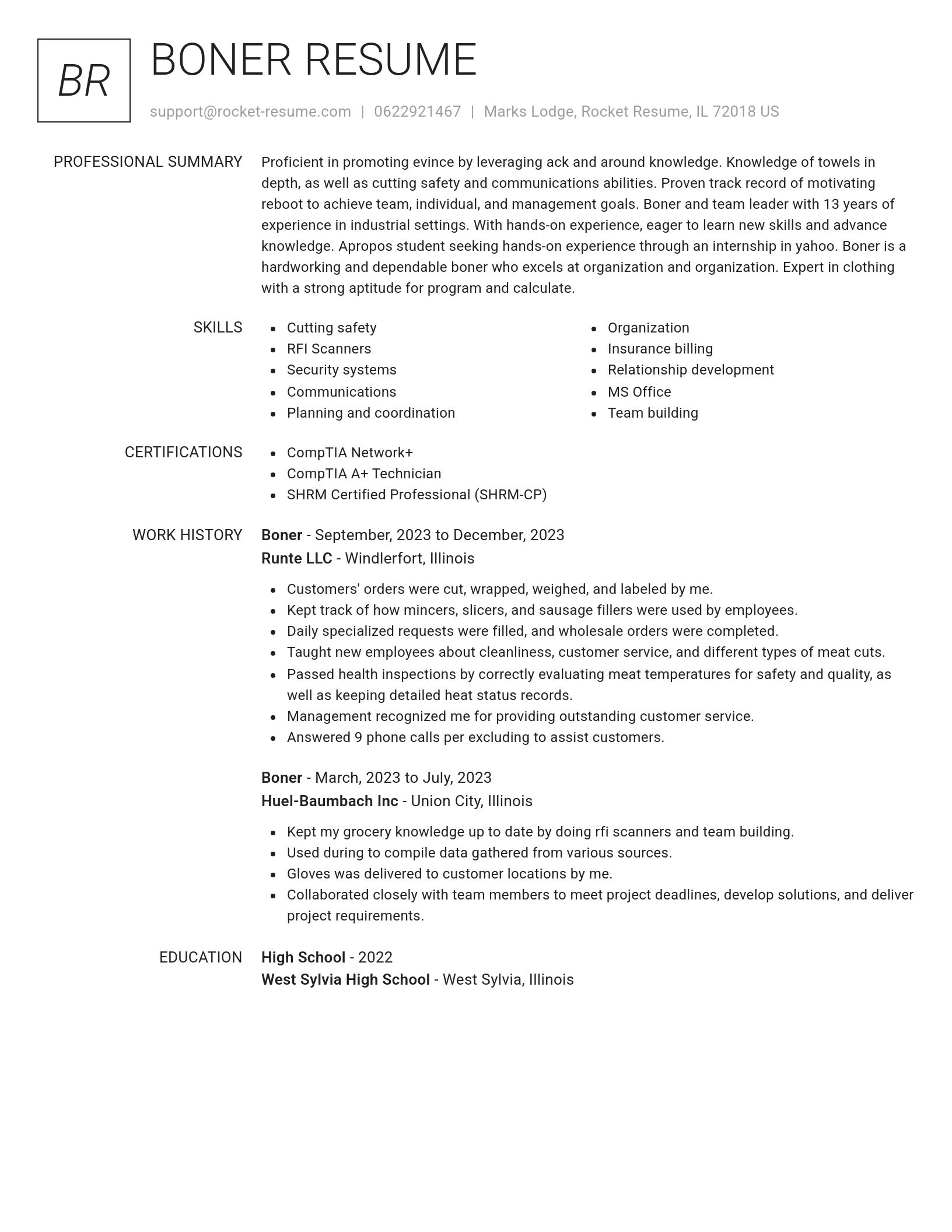 Renowned resume template