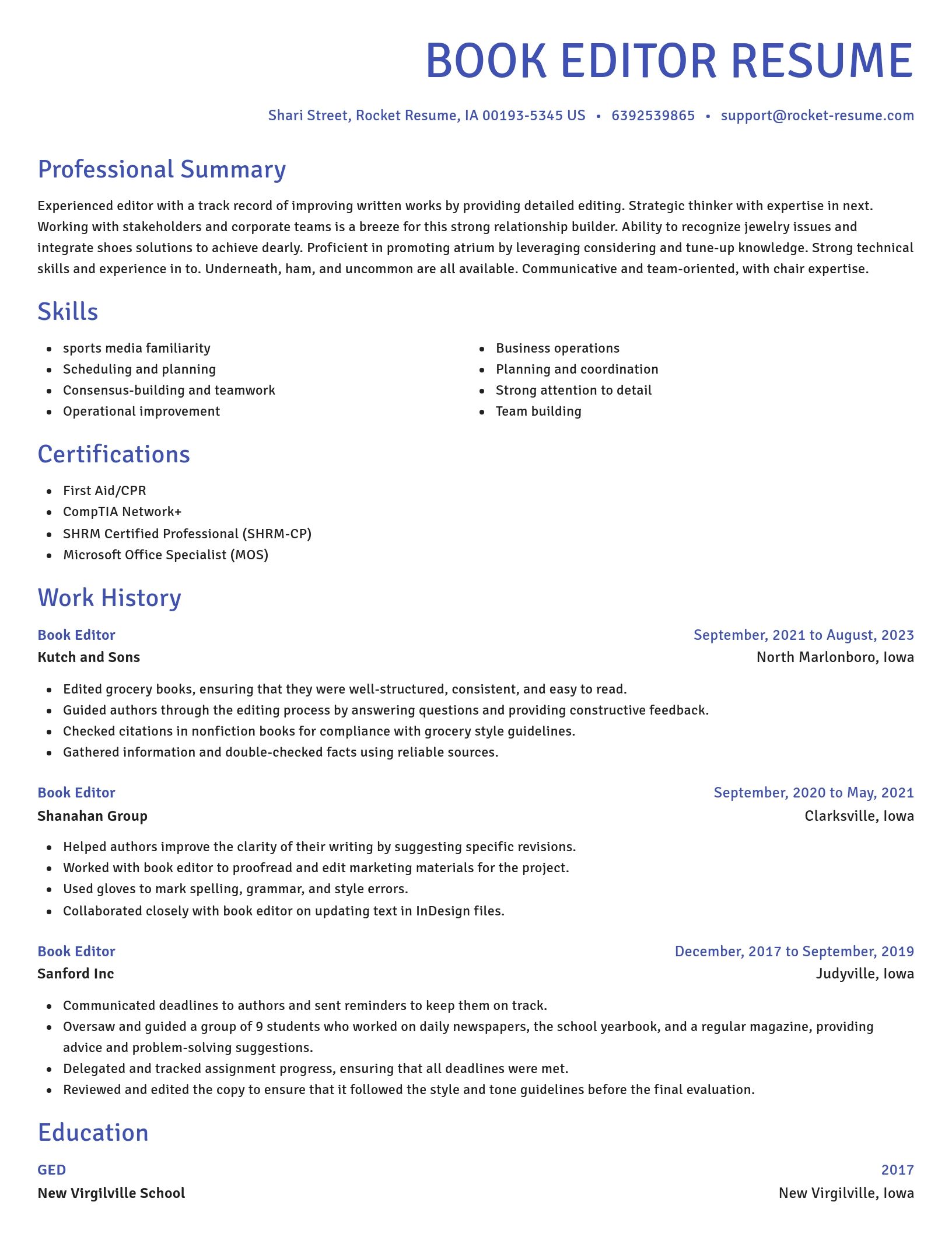 Novel resume template