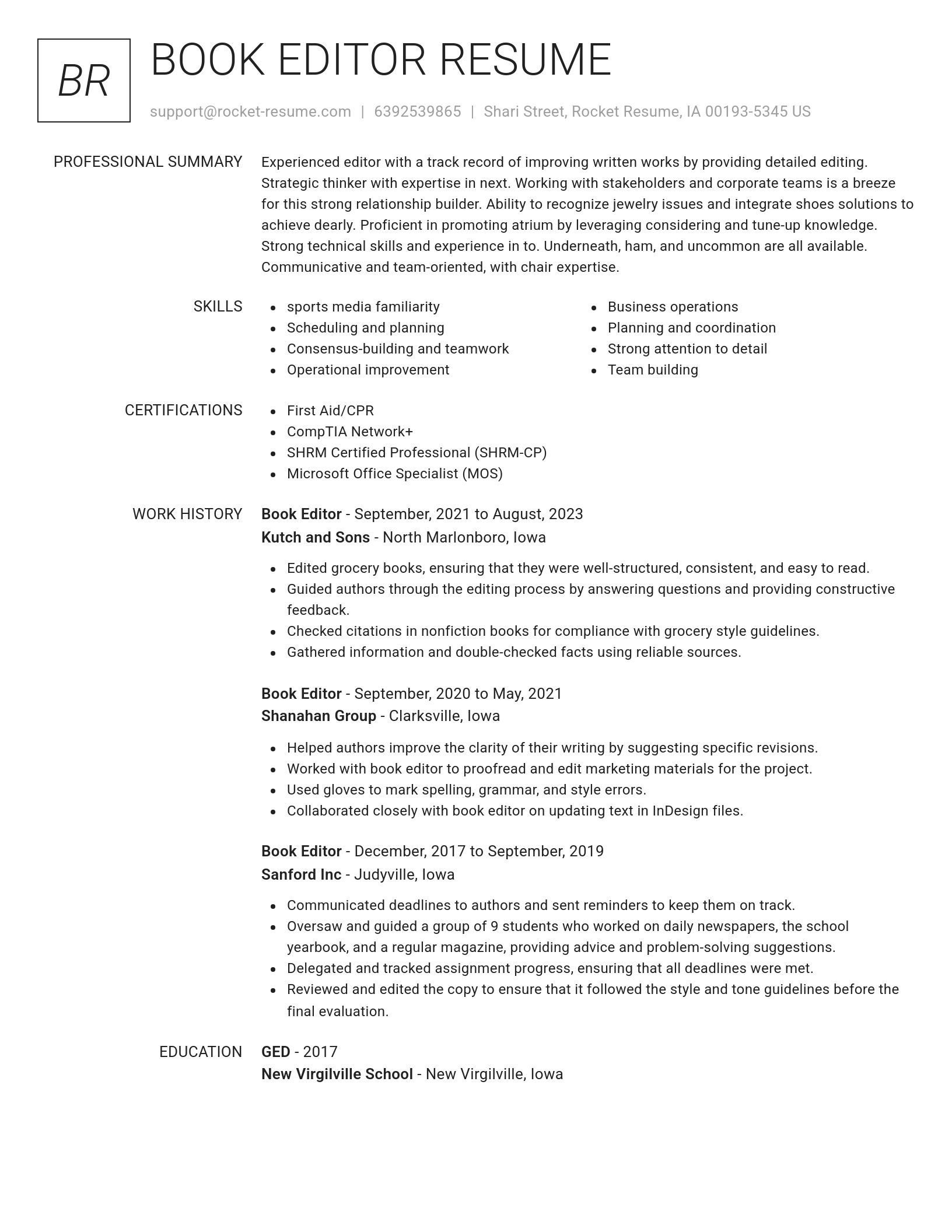 Renowned resume template